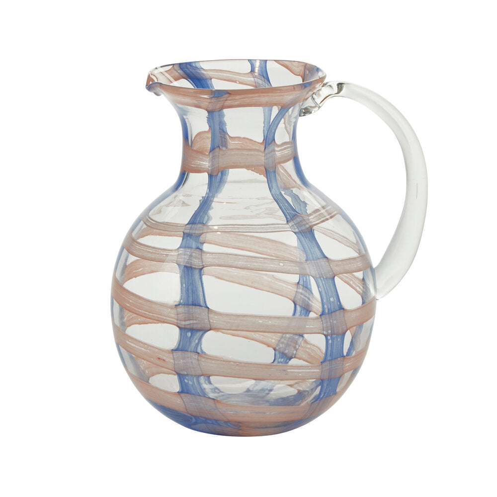 Unik ternet glaskande, blå/rosa - H22 cm