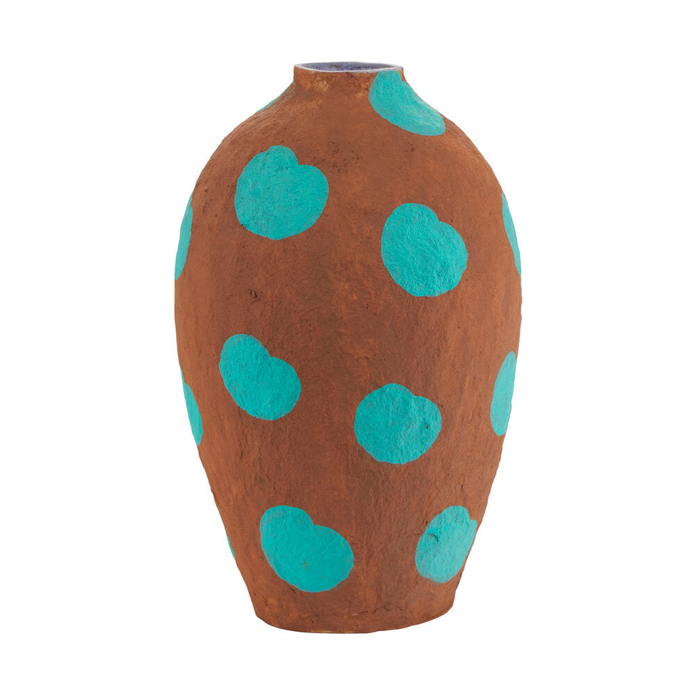 Prikket vase, Turkis prikker - H26 cm.