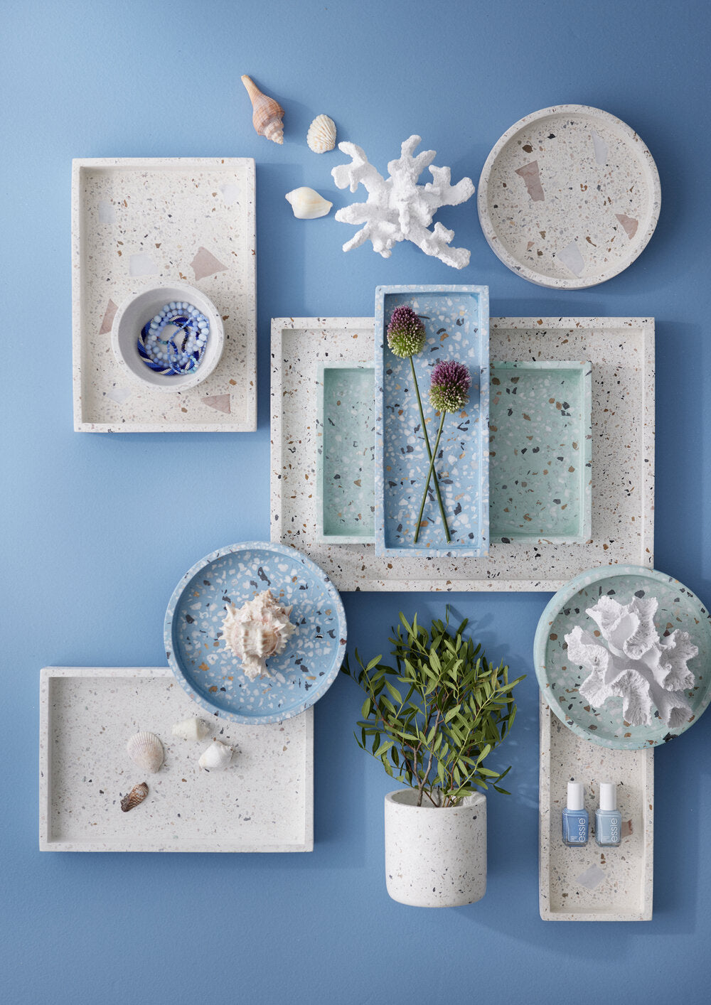 Terrazzo bakke, blå - Ø20 cm.