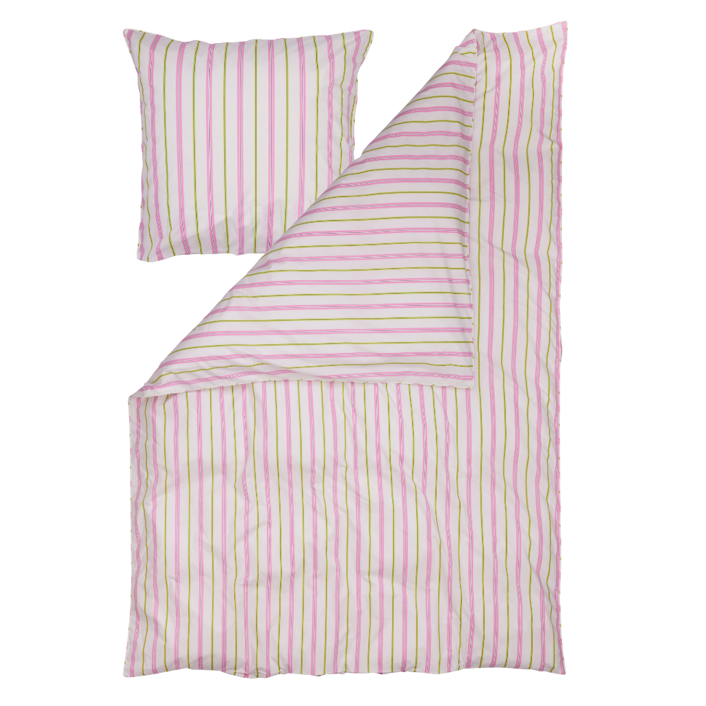 Lollipop Stripe sengesæt - pink/grøn