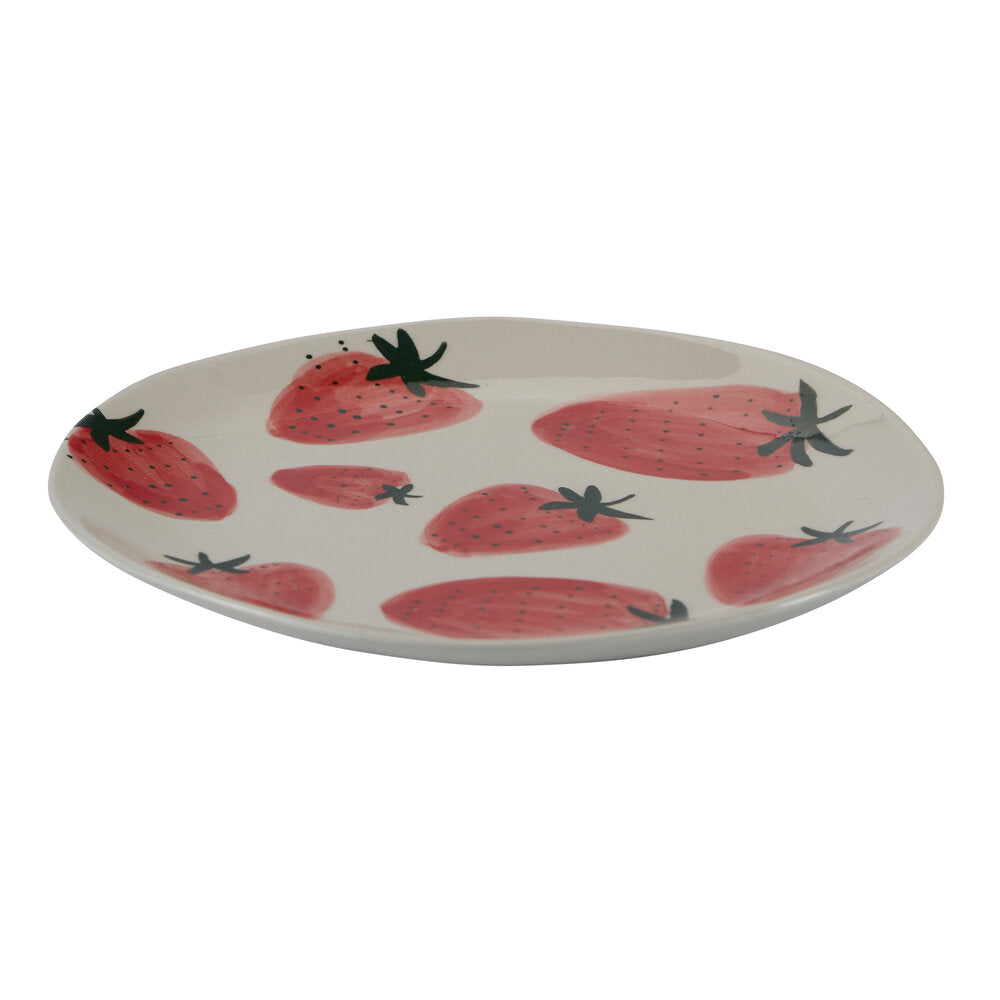 Fruit jordbær tallerken, hvid/rød - Ø20 cm