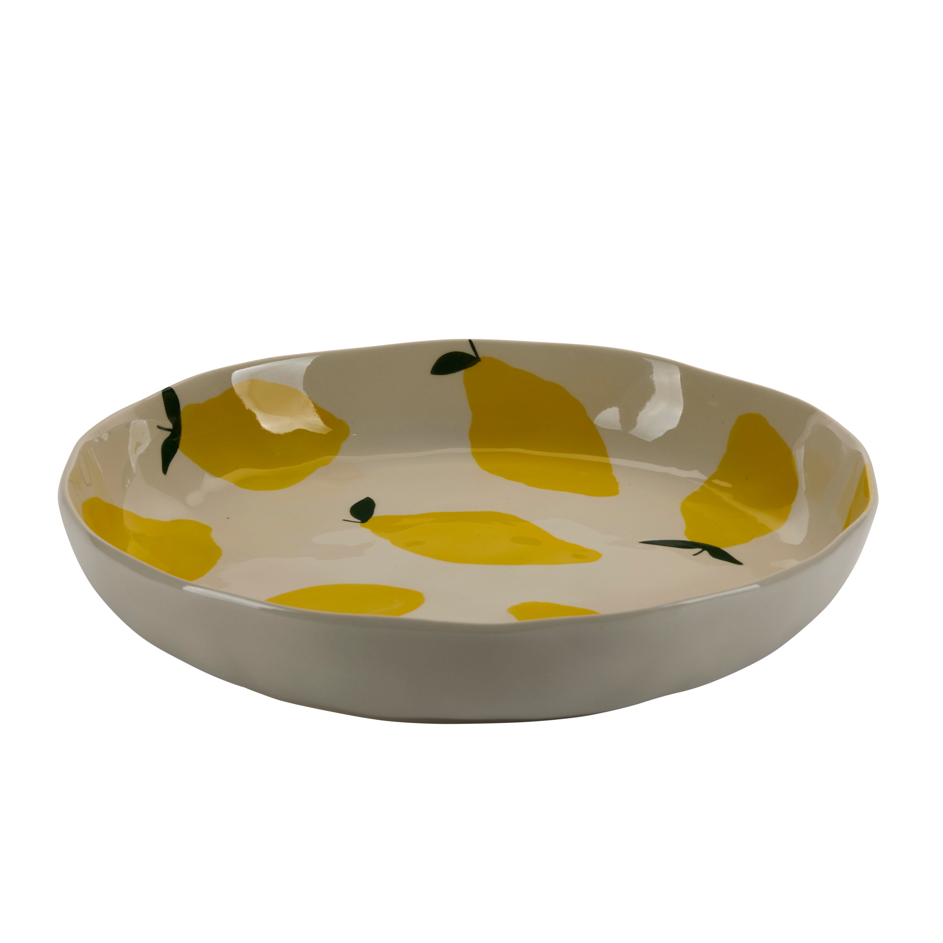 Fruit citron fad, hvid/gul - Ø30 cm.