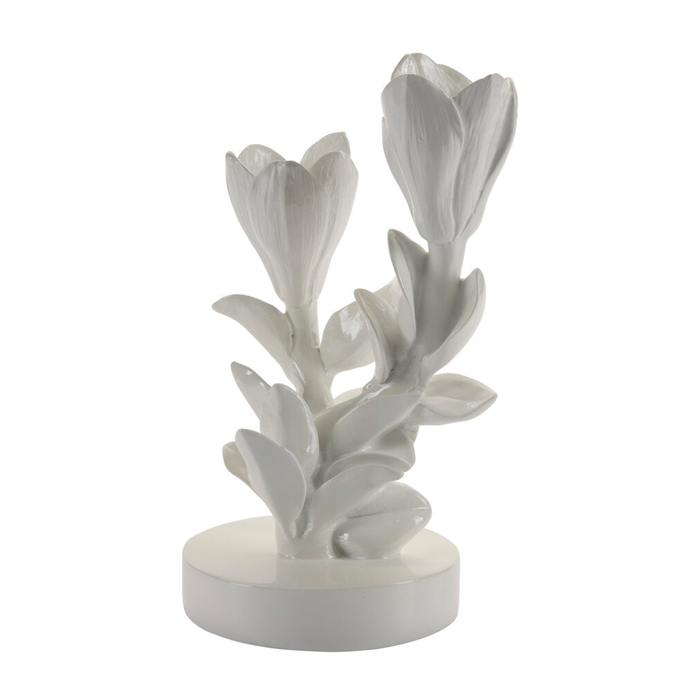 Magnolia Lysestage, hvid - H25 cm