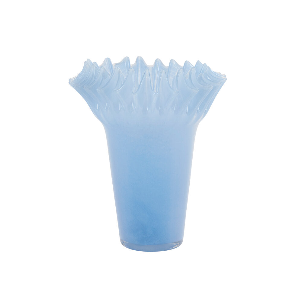 Vase med waffle kant, lyseblå - H22cm