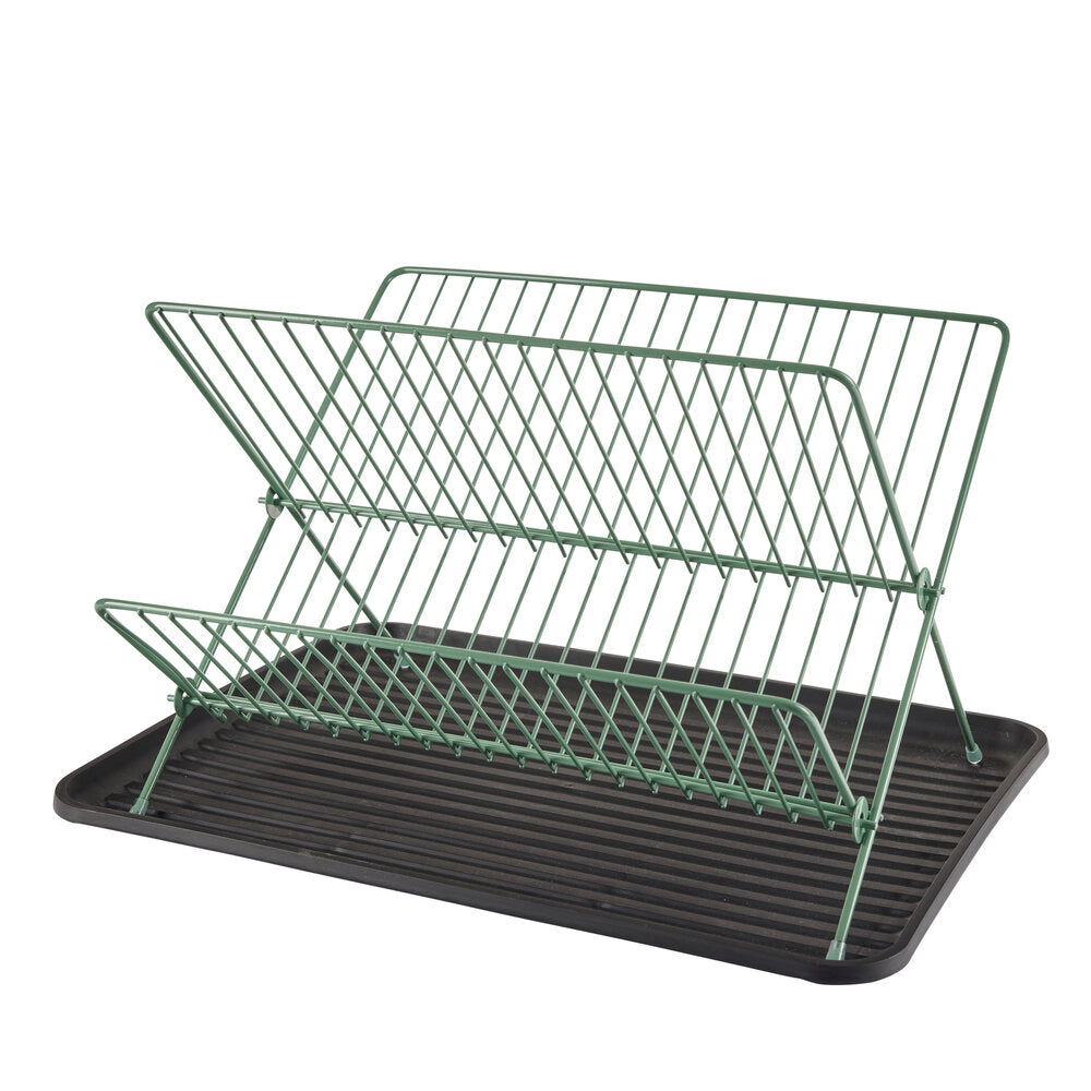 Opvaskestativ, grøn/sort - 43x32 cm