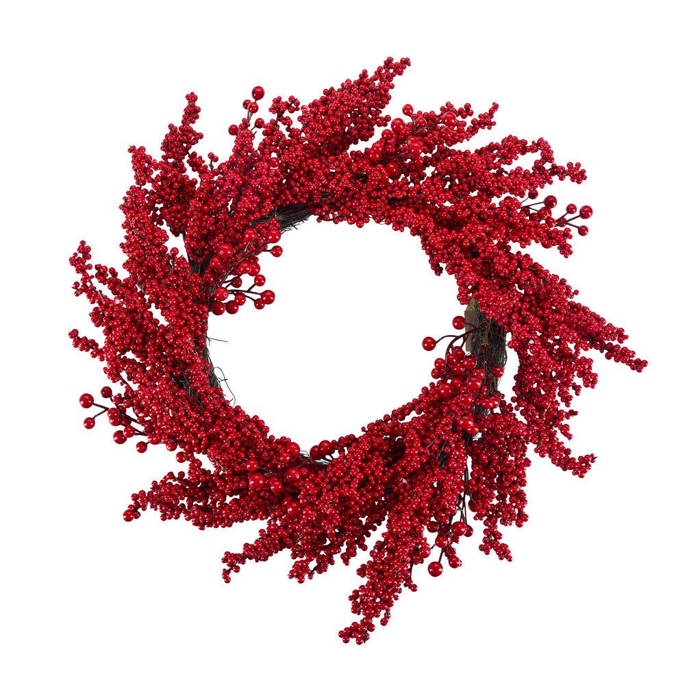 Krans med røde bær - Ø50 cm