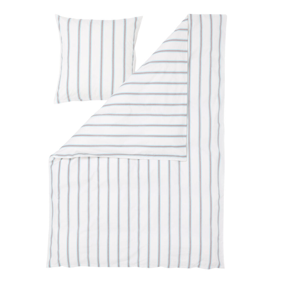 Pin Stripe Double sengesæt - blå/grå