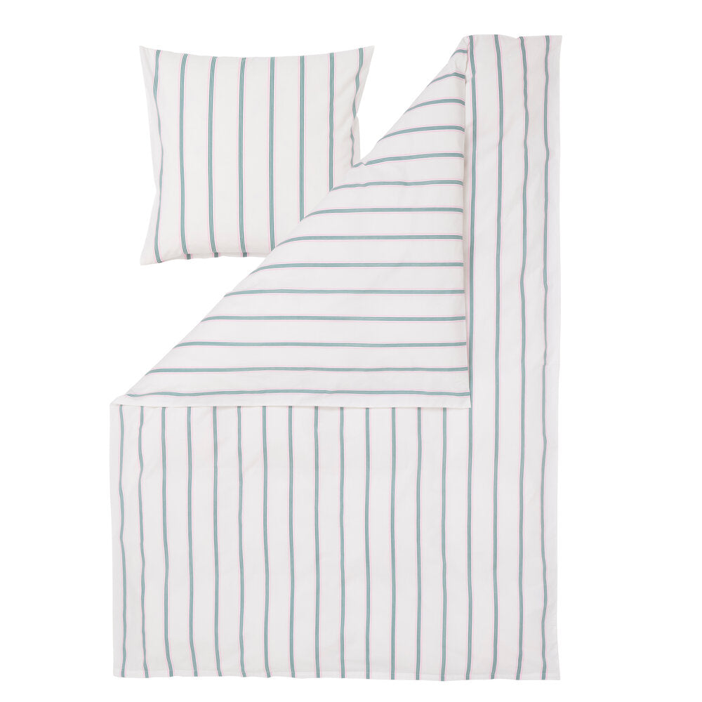 Pin Stripe Double sengesæt - rosa/grøn
