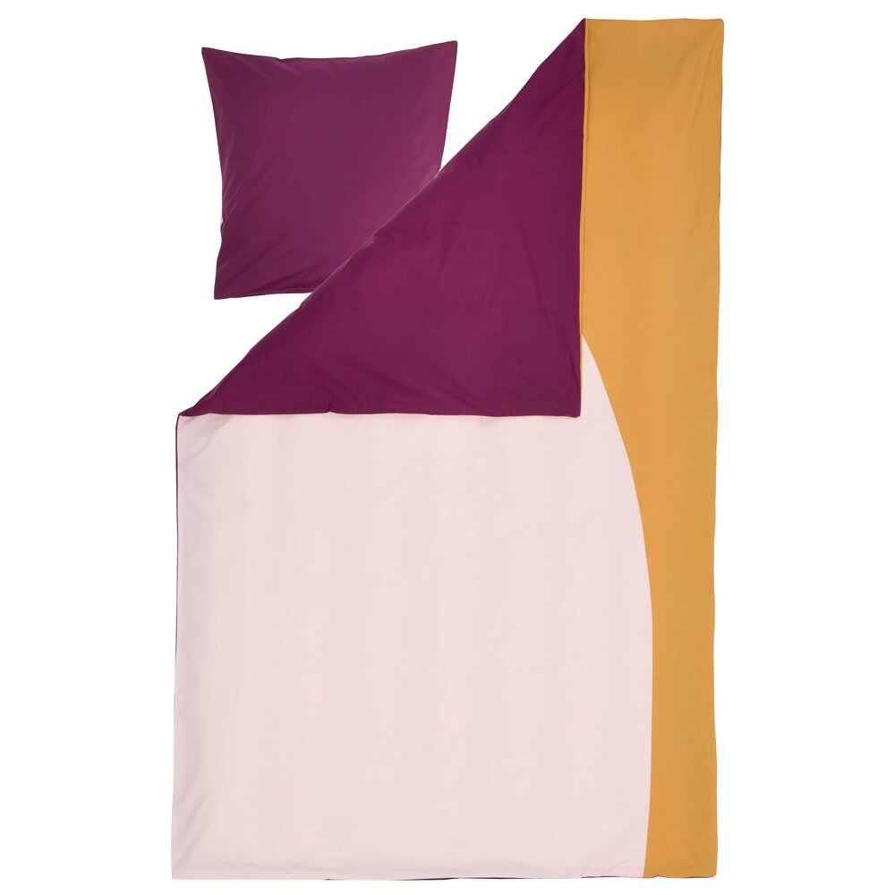Percale Patchwork sengesæt - rosa/vin/gul