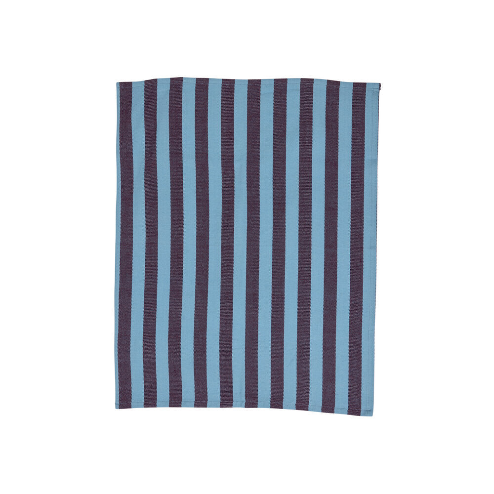 Stribet viskestykke, lysblå/bordeaux - 70x50 cm.