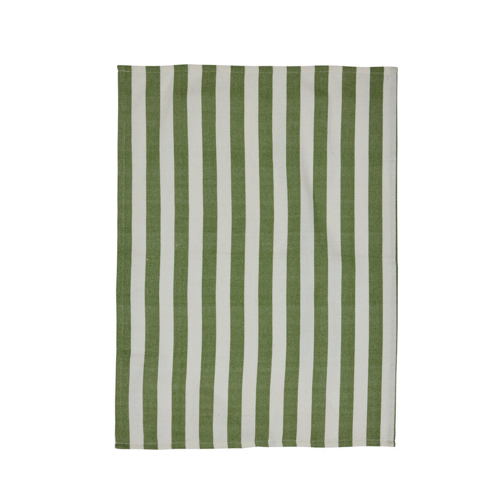 Stribet viskestykke, hvid/grøn - 70x50 cm.