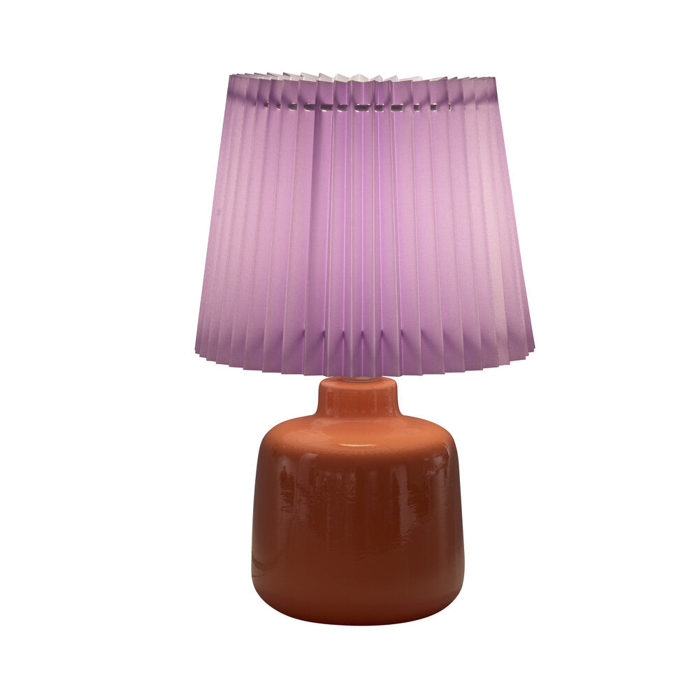 Plisse bordlampe, peach/lilla - H29,5 cm