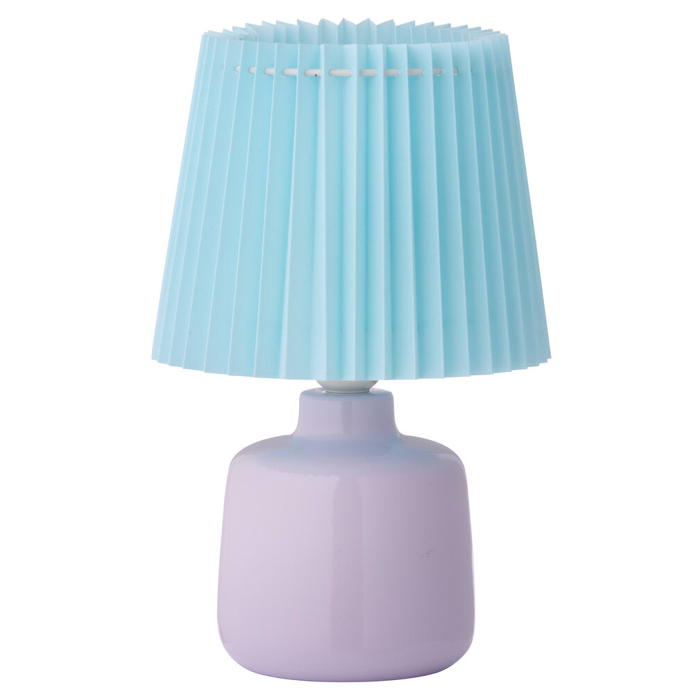 Plisse bordlampe, lilla/blå - H29,5 cm