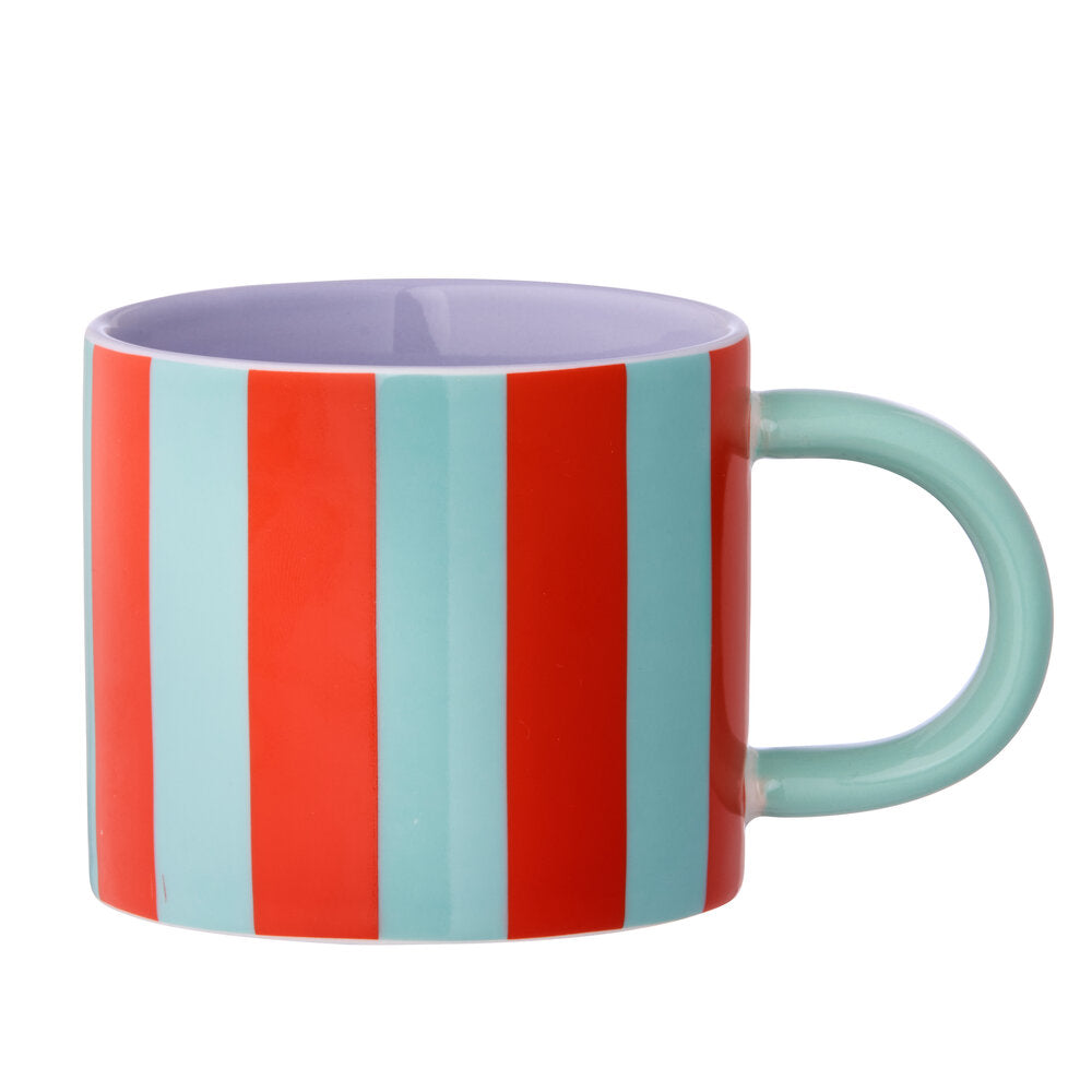 Stribet krus, mint/rød - 390ml