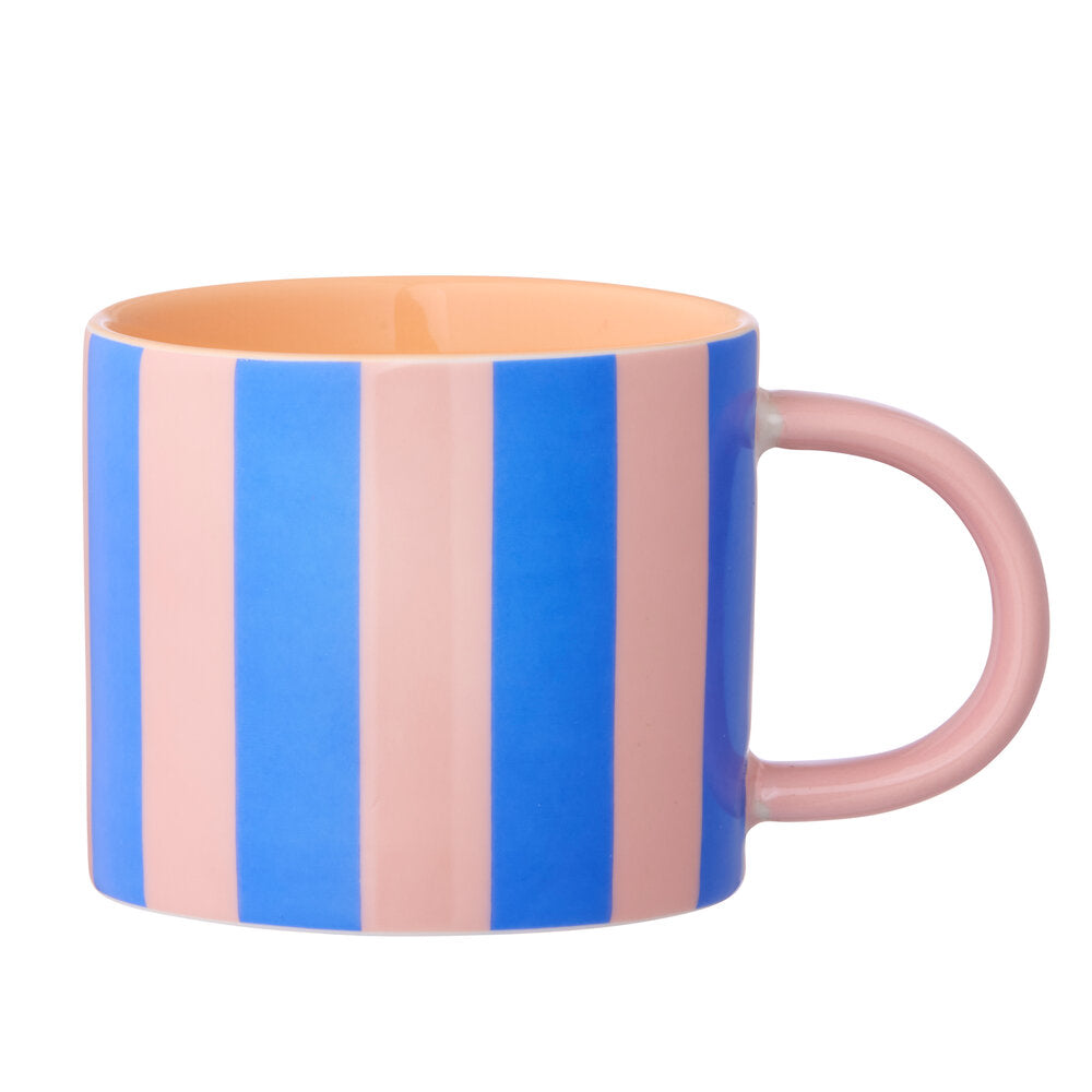 Stribet krus, rosa/blå - 390ml