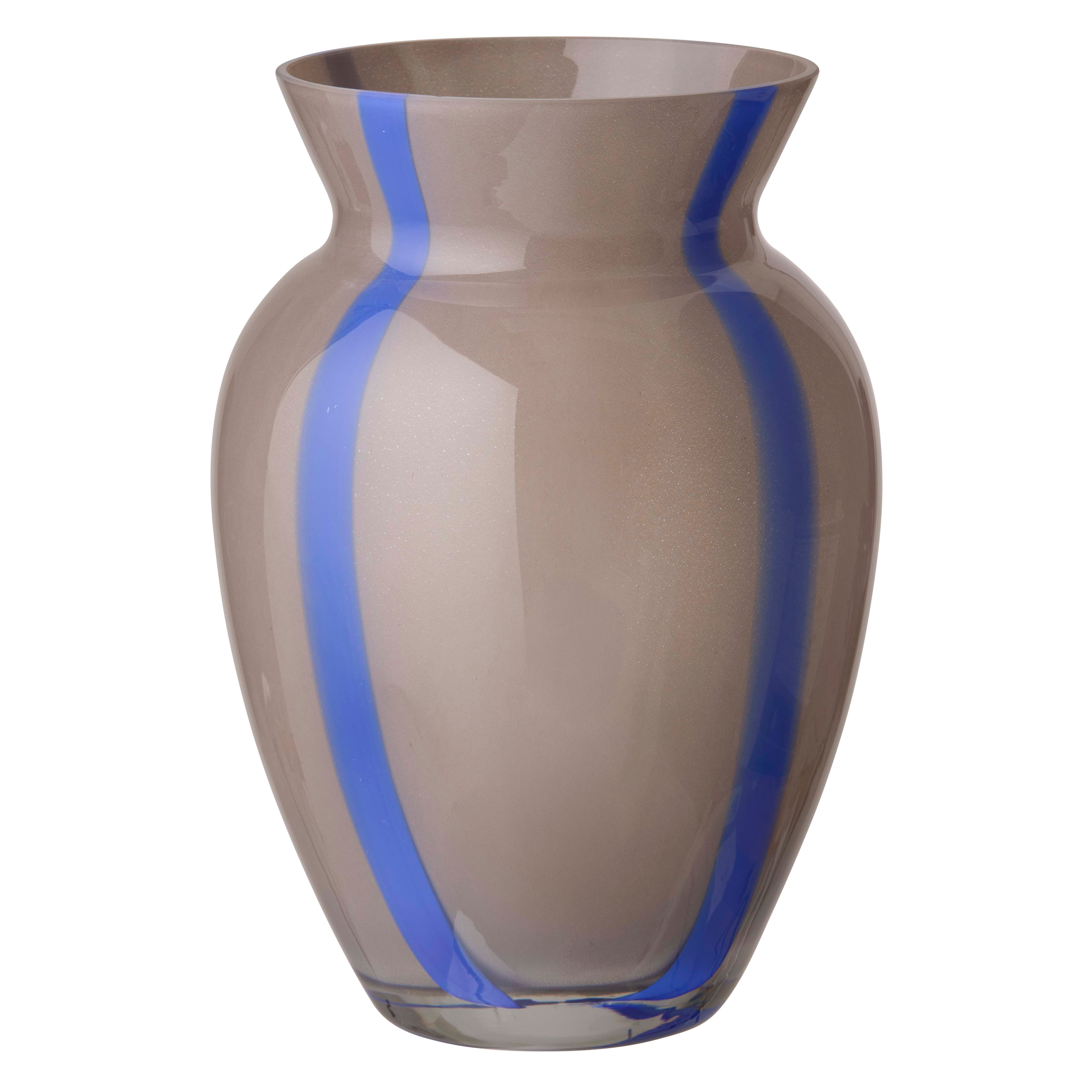 Vase med smal stribe, grå - H25 cm