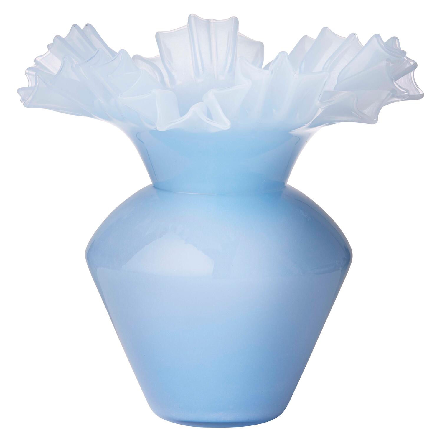 Vase med flæse kant, lyseblå - H37cm