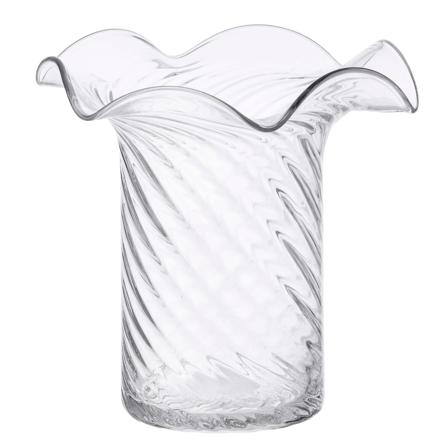 Vase med bølge kant, klar - H22 cm