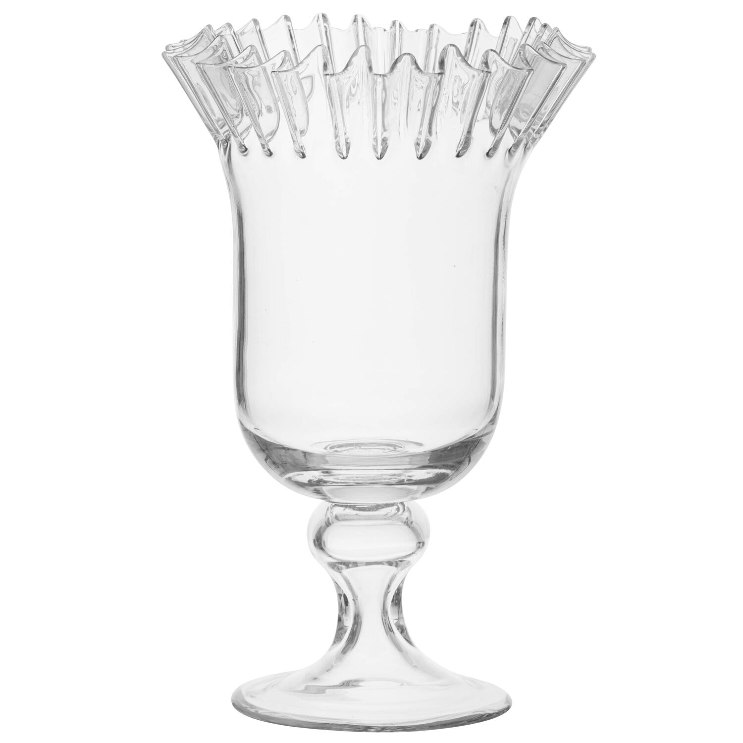 Pokalvase med flæsekant, klar - H32,5cm