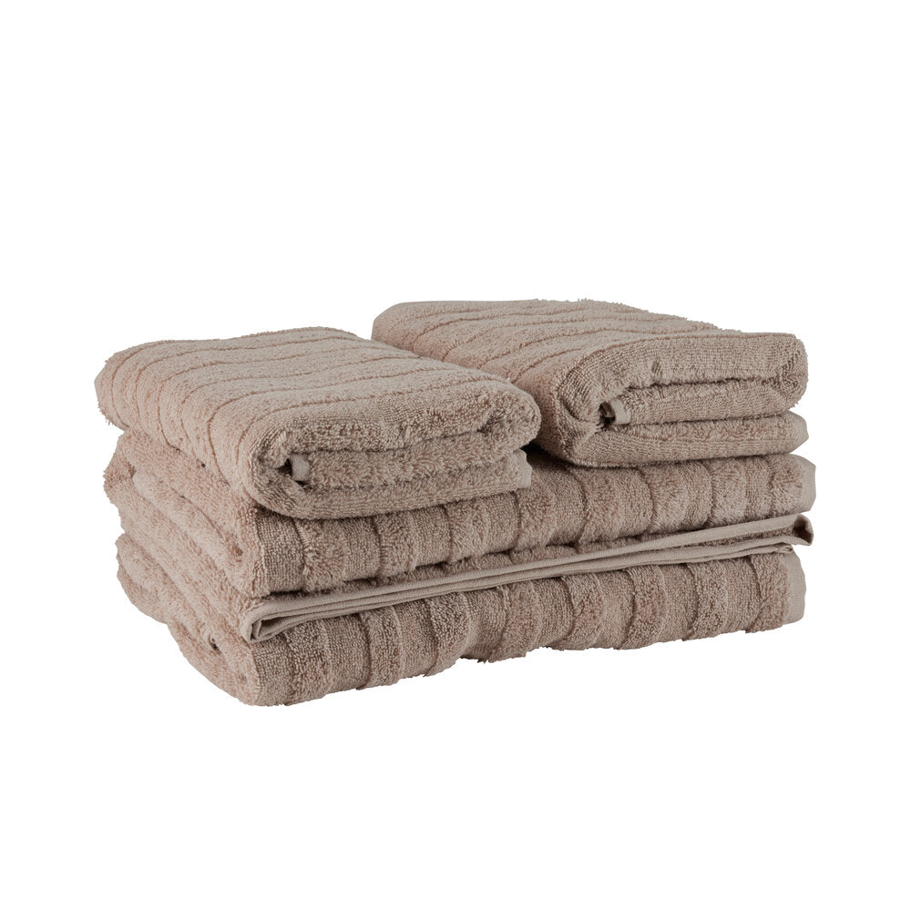 Terry Stripe håndklæde sæt, Sand - 4 stk.