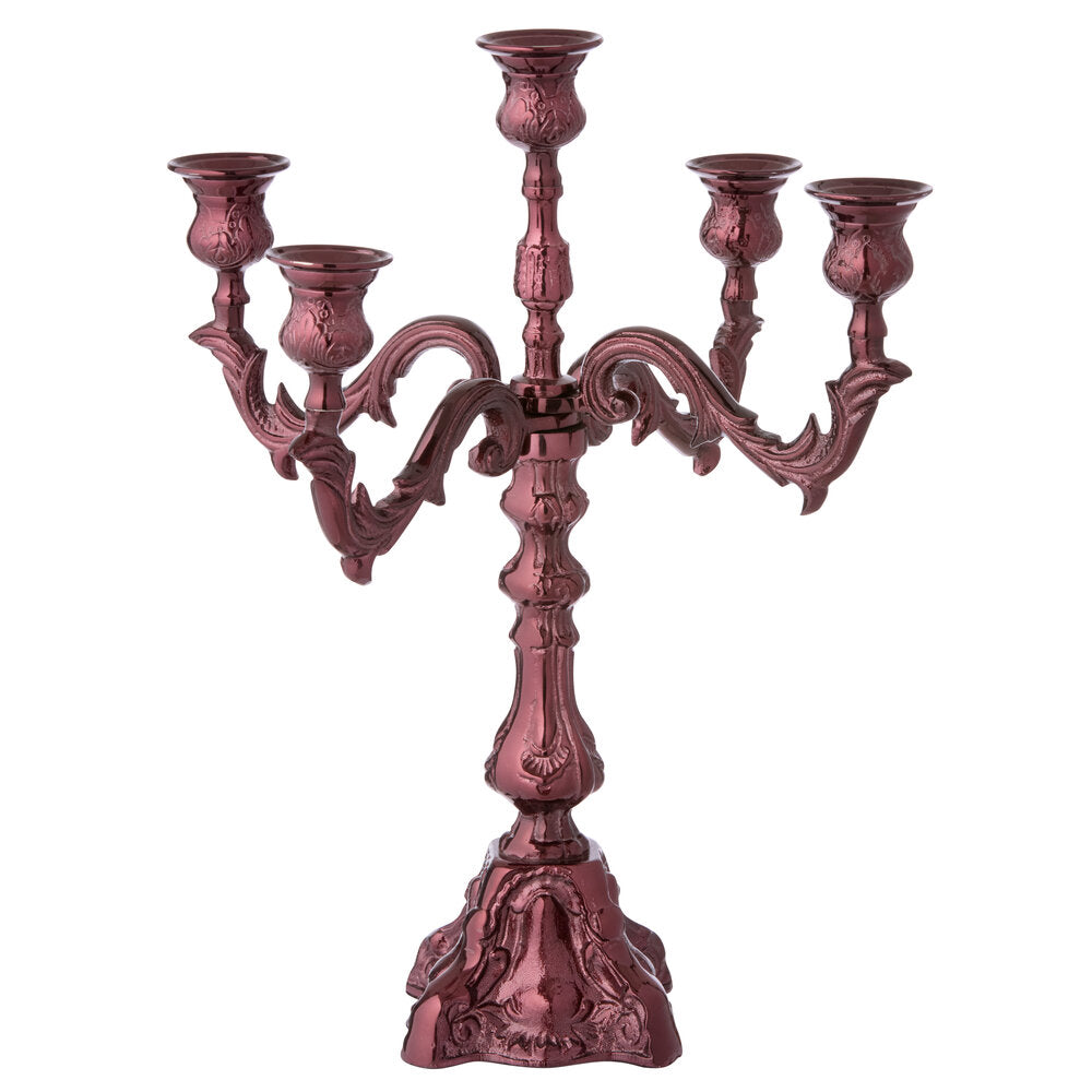 5 armet lysestage, bordeaux - H45 cm