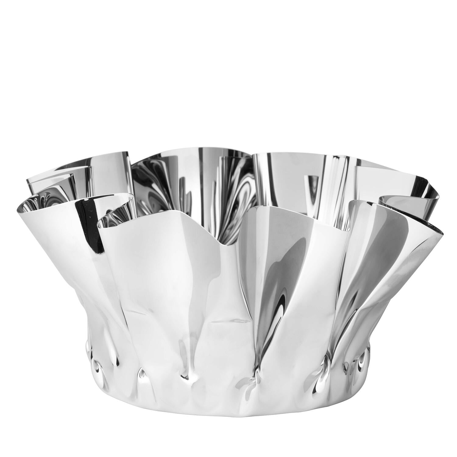 Krøllet vase, sølvfarvet - H17 cm