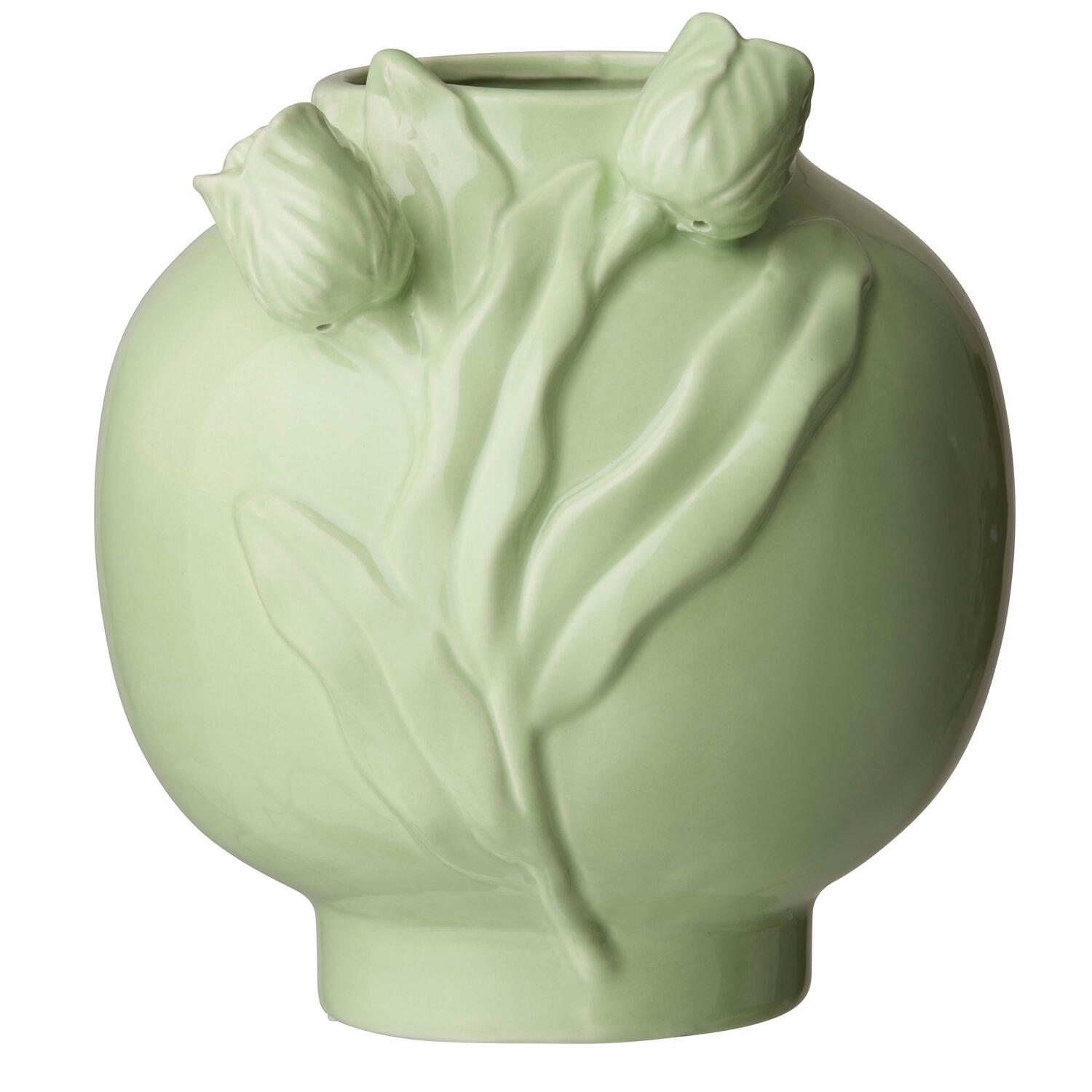 Vase med blomster dekoration, grøn - H19cm