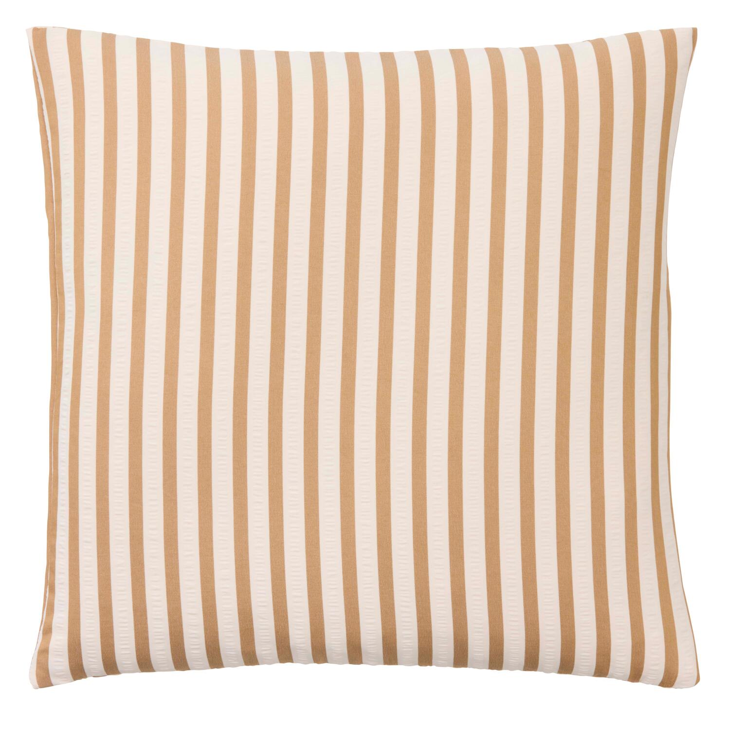 Stribet pude, hvid/guld - 45x45 cm