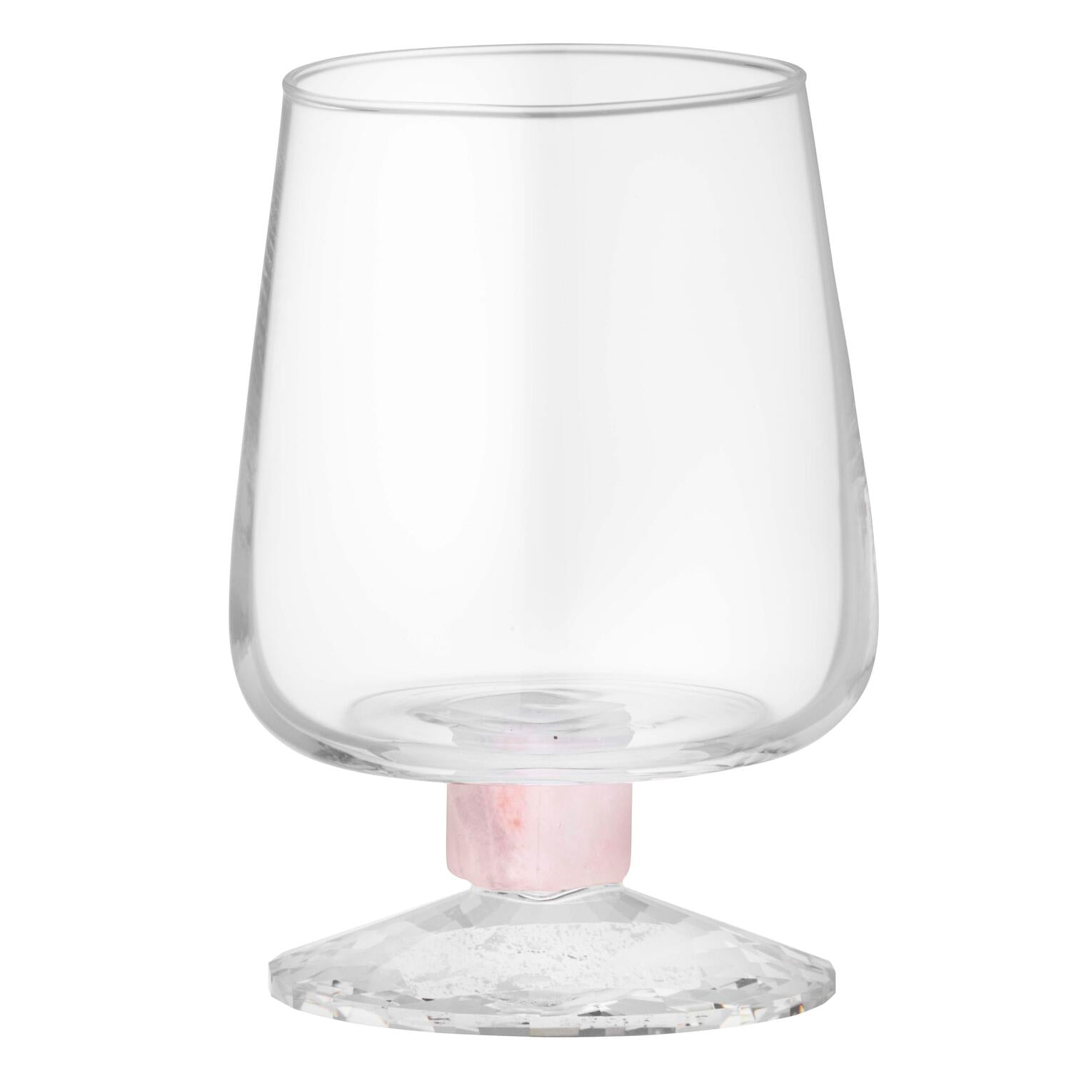 Drikkeglas m. crystal fod, rosa/klar - 450 ml