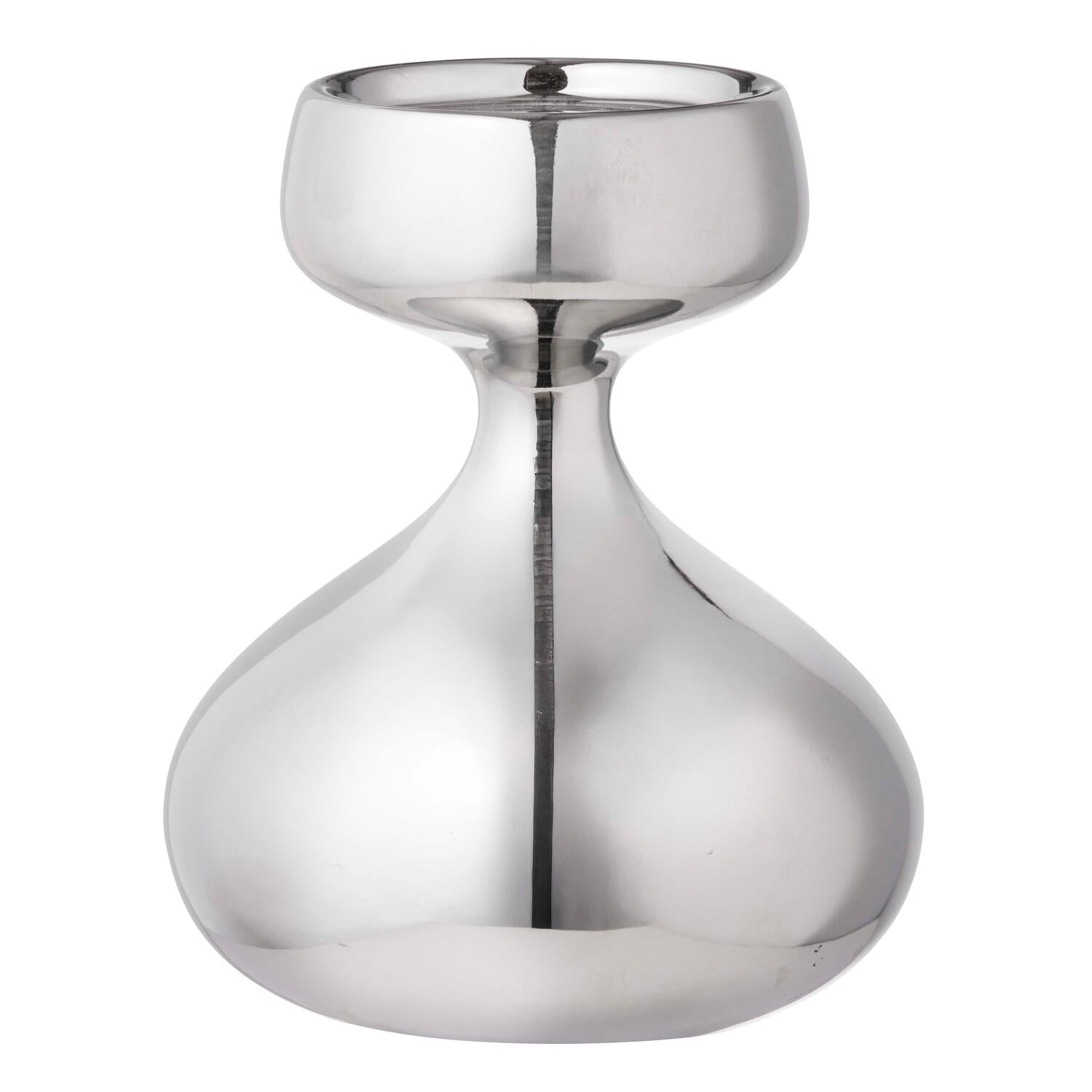 Lysestage dråbe form, chrome - H17 cm