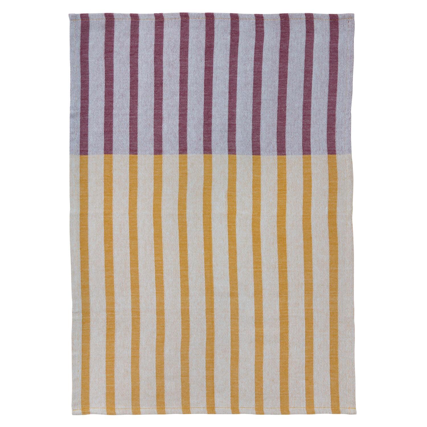 Viskestykke stribet, bordeaux/blå - 50x70 cm.