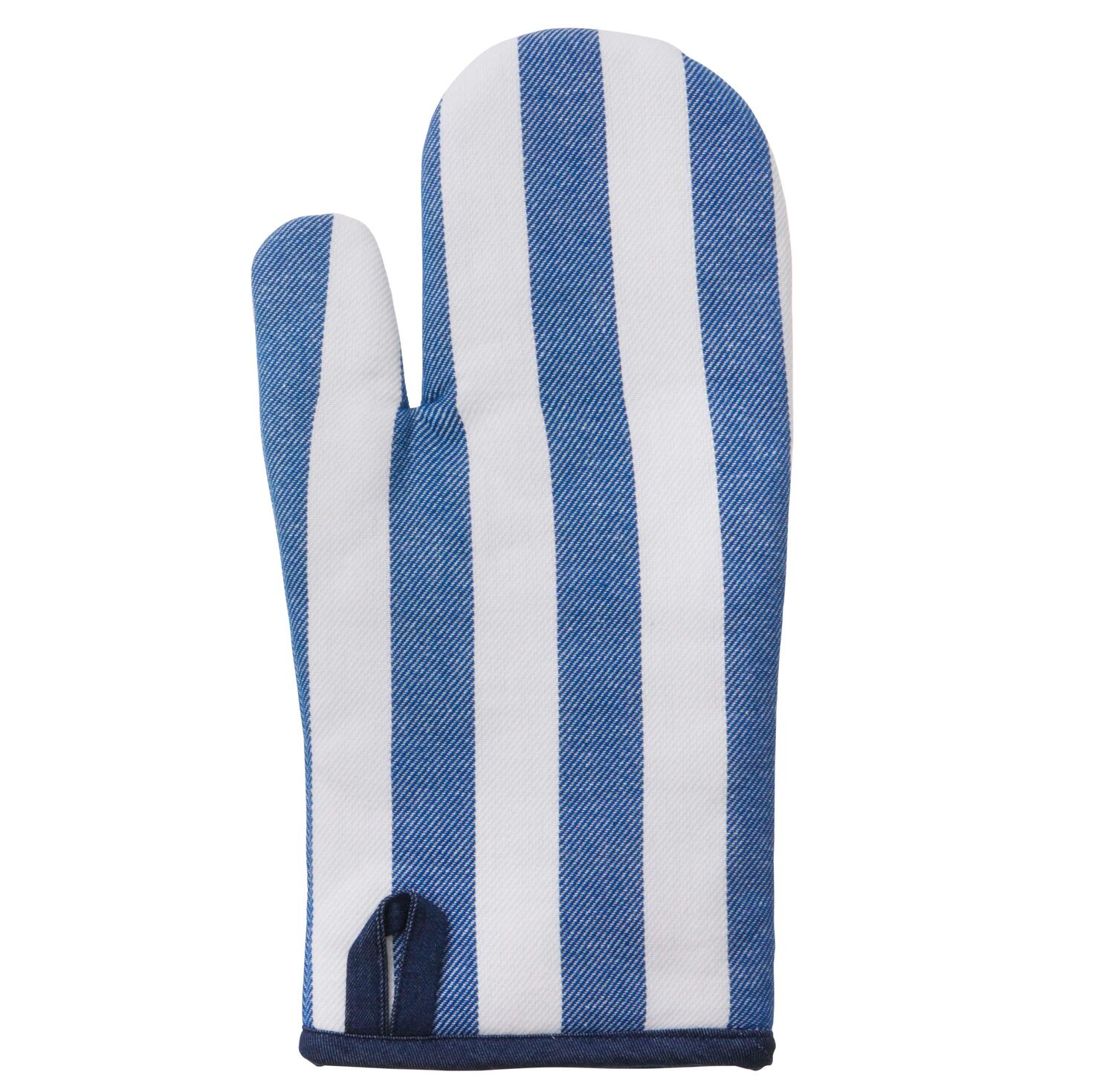 Grill handske m. denim kant, blå/hvid - L33 cm