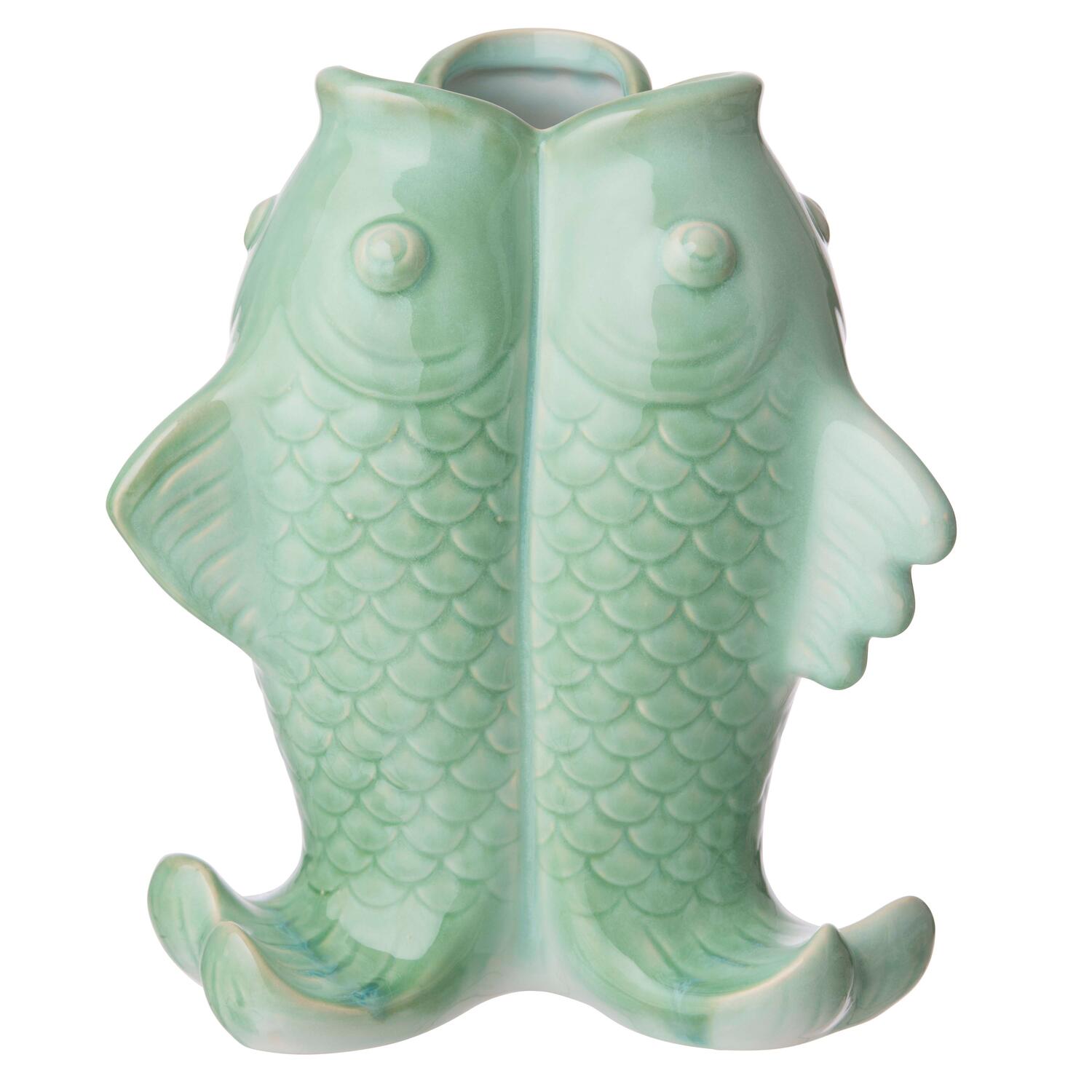 Fiske vase, grøn - H25 cm