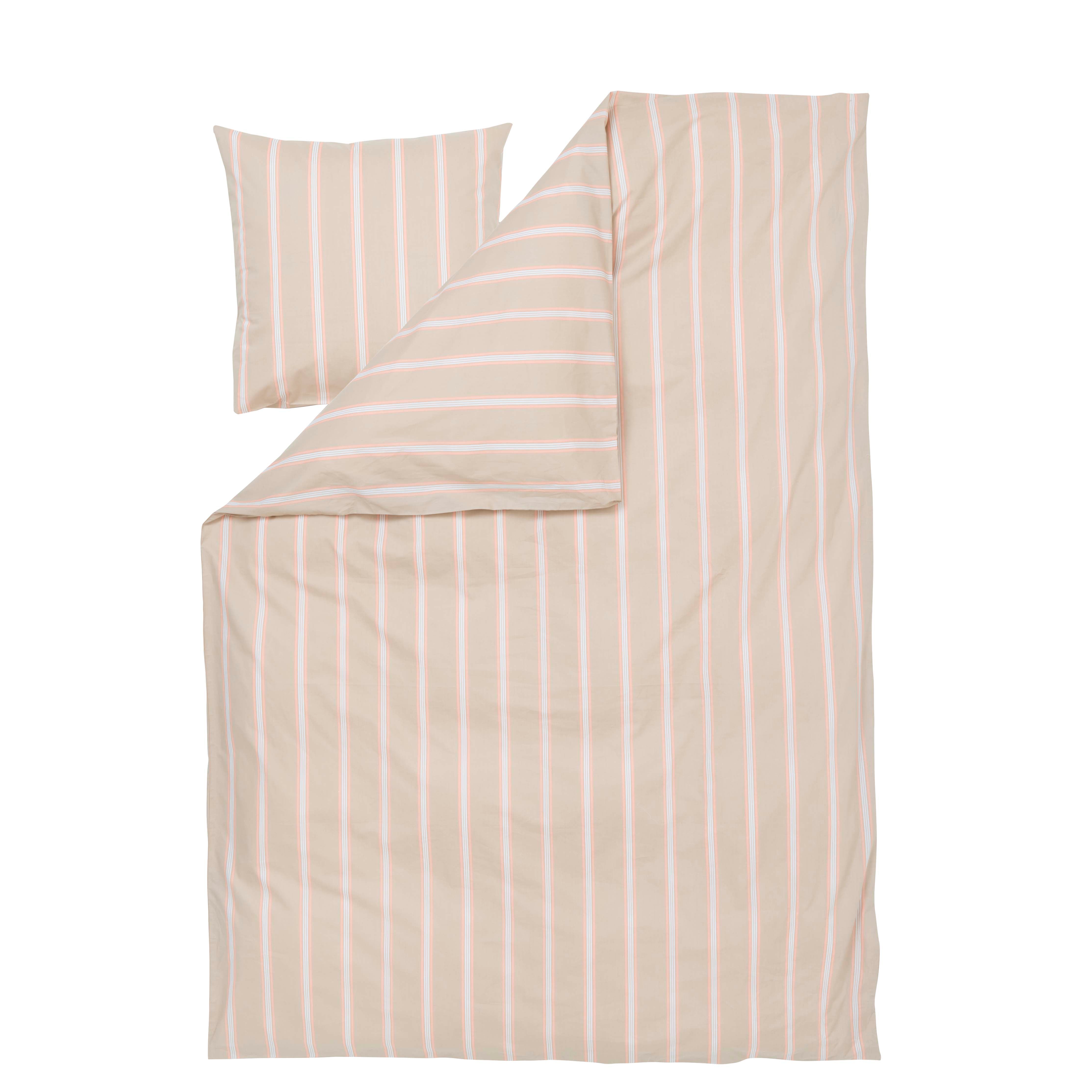 Pin Stripe Double sengesæt - sand/peach