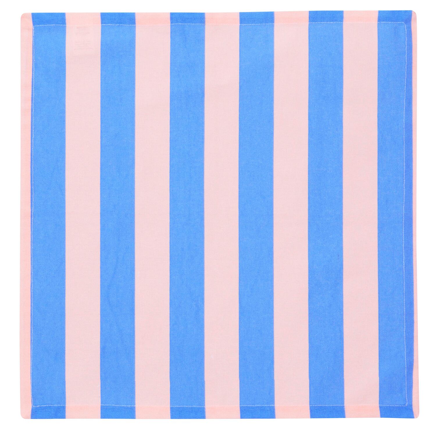 Stofserviet stribet - rosa/blå