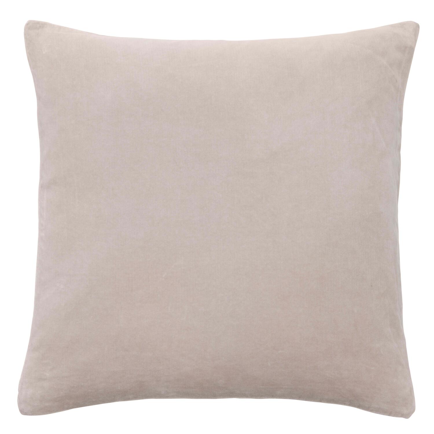 Velour pude, lyse grå - 50x50 cm