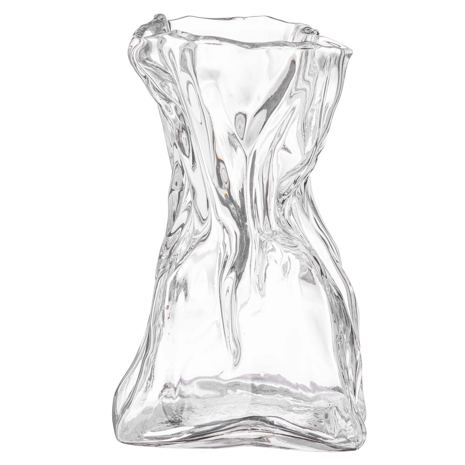 Vase med struktur, klar - H22 cm