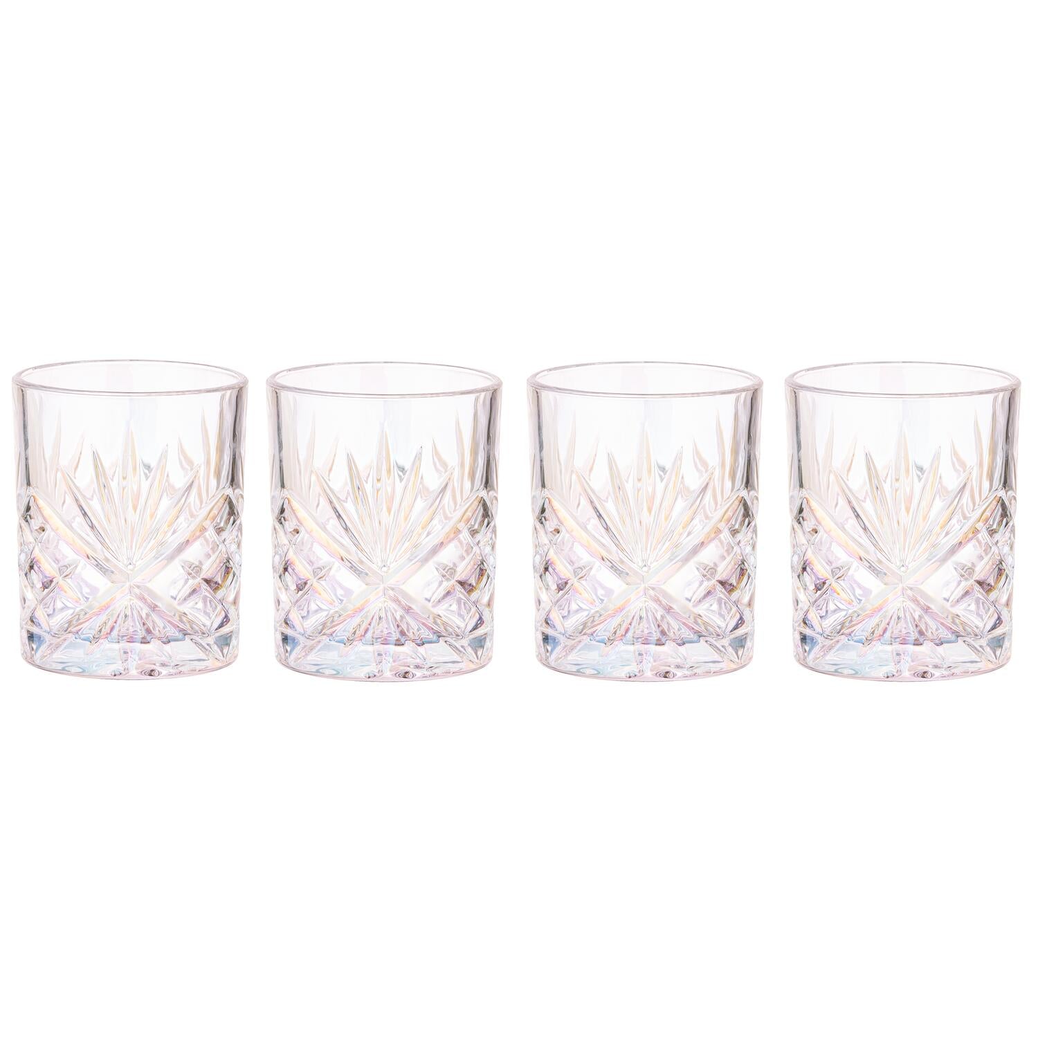 Drikkeglas, 4 stk - Klar rainbow effekt