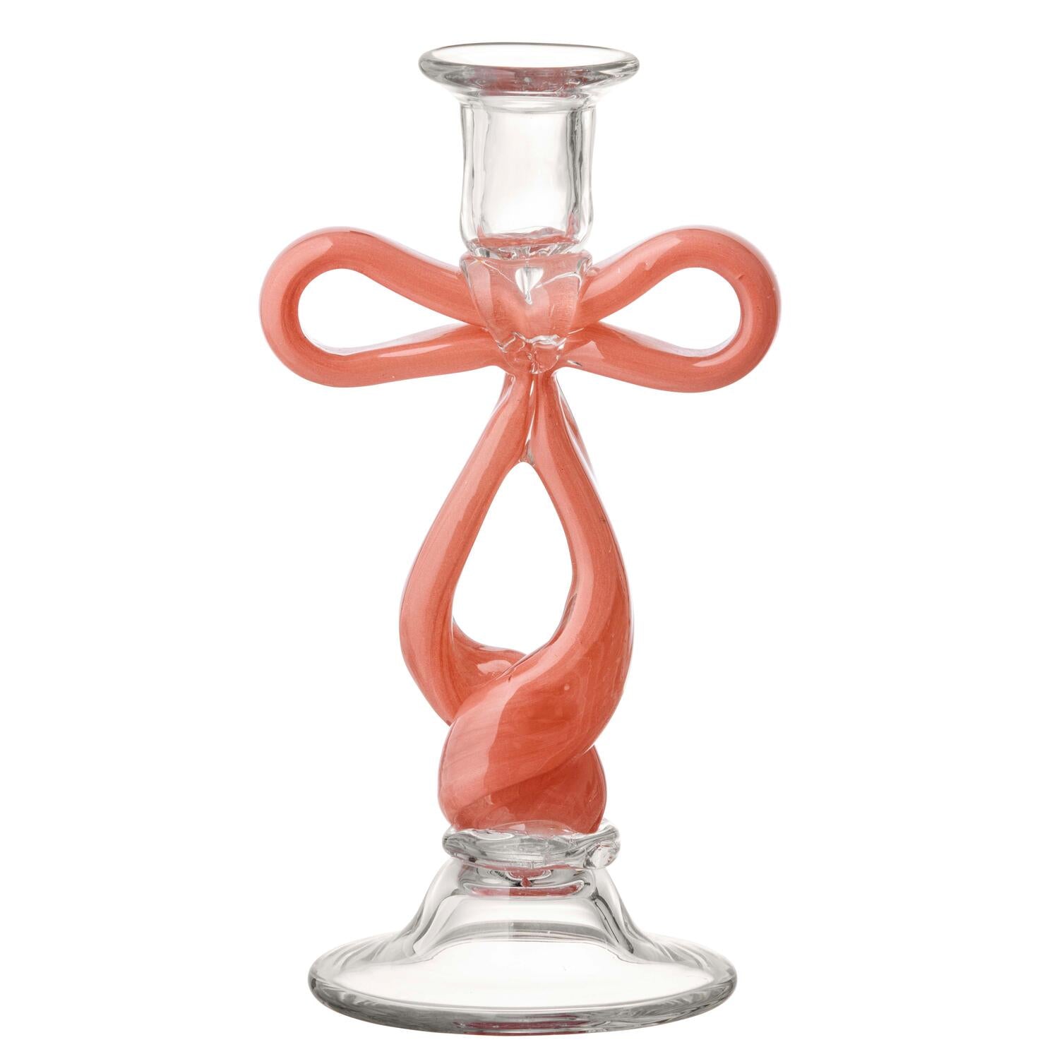 Sløjfe lysestage, rød - H 23,5 cm