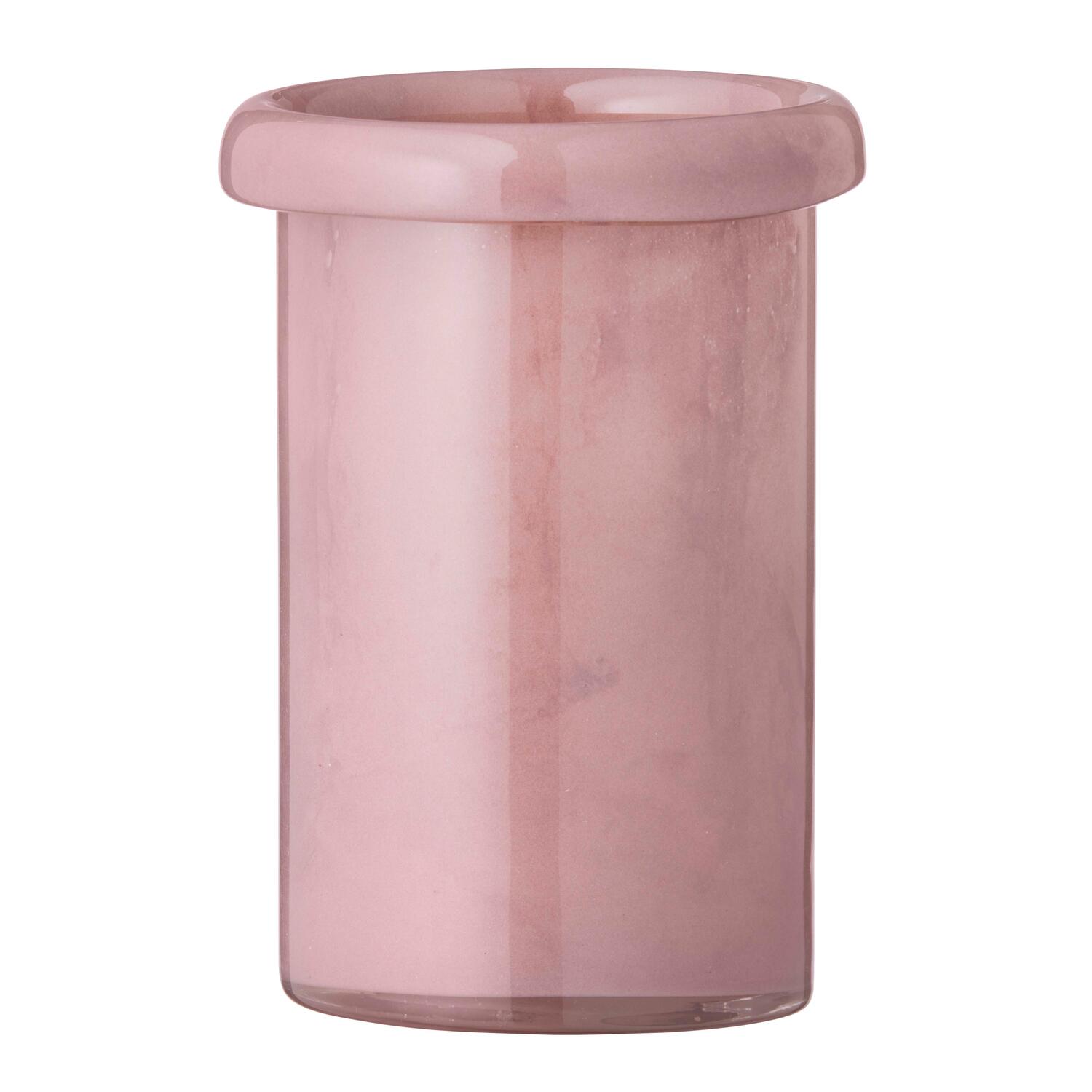 Cylinder vase med bøjet kant, rosa - H18 cm