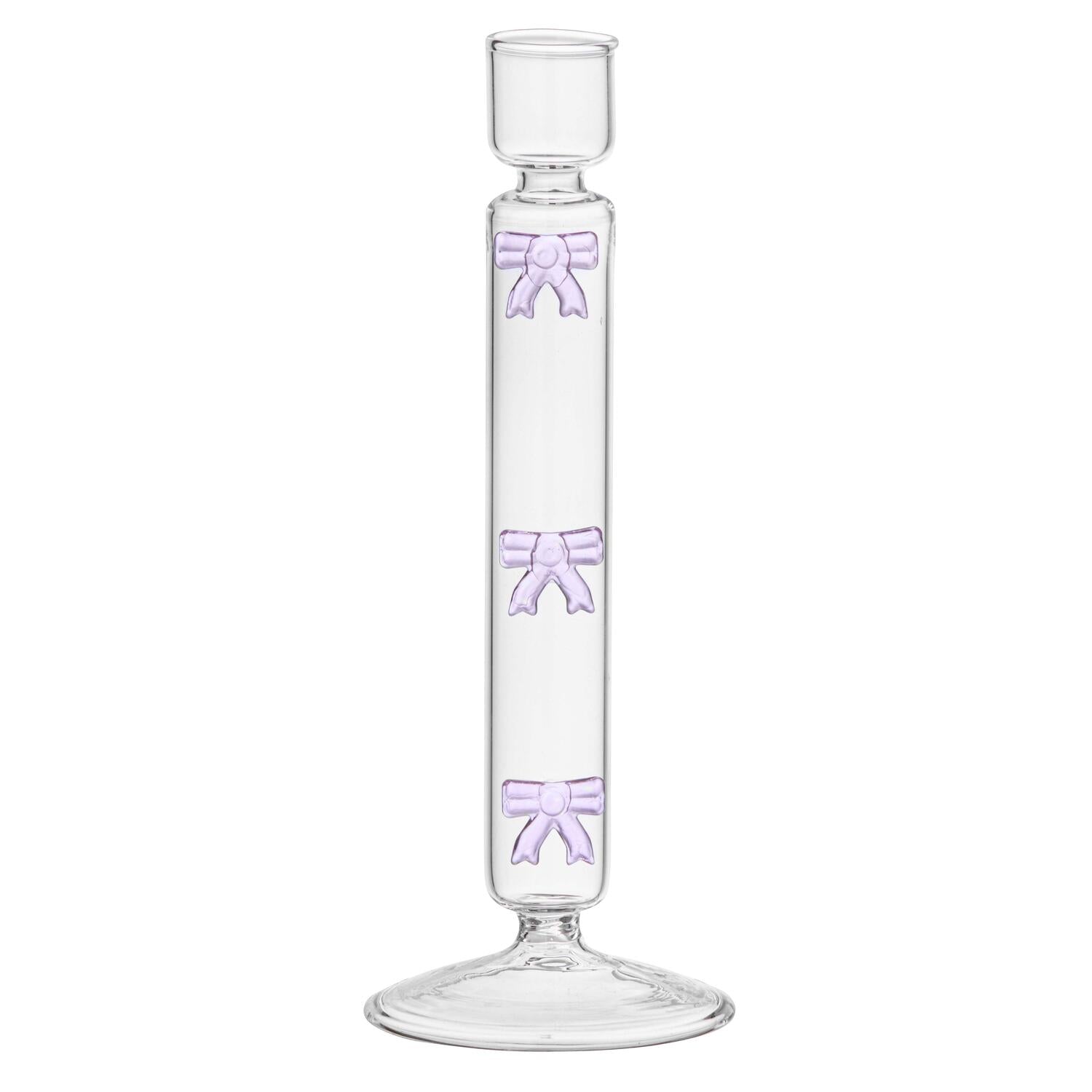 Lysestage m. lyserøde sløjfer - H18 cm