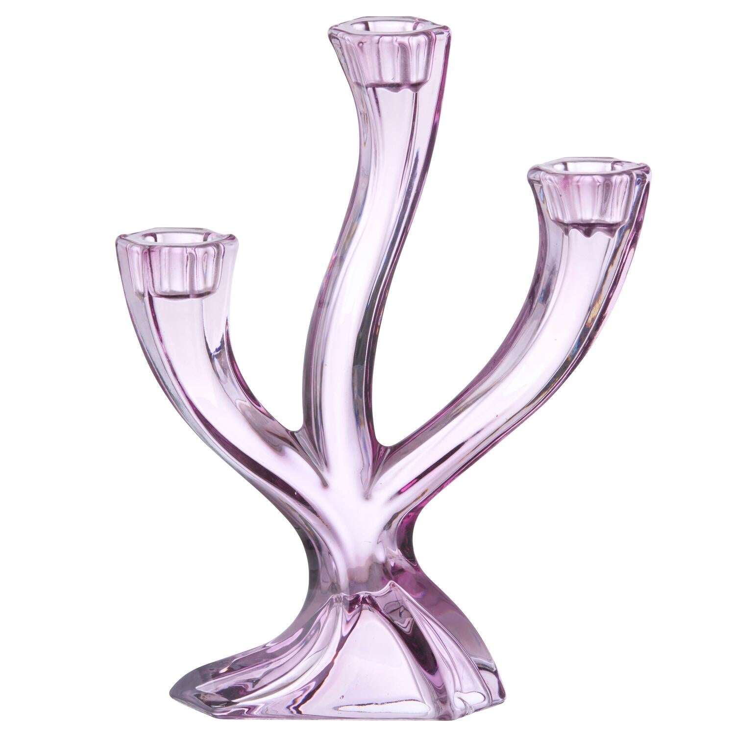 3 armet lysestage, lilla - H23 cm
