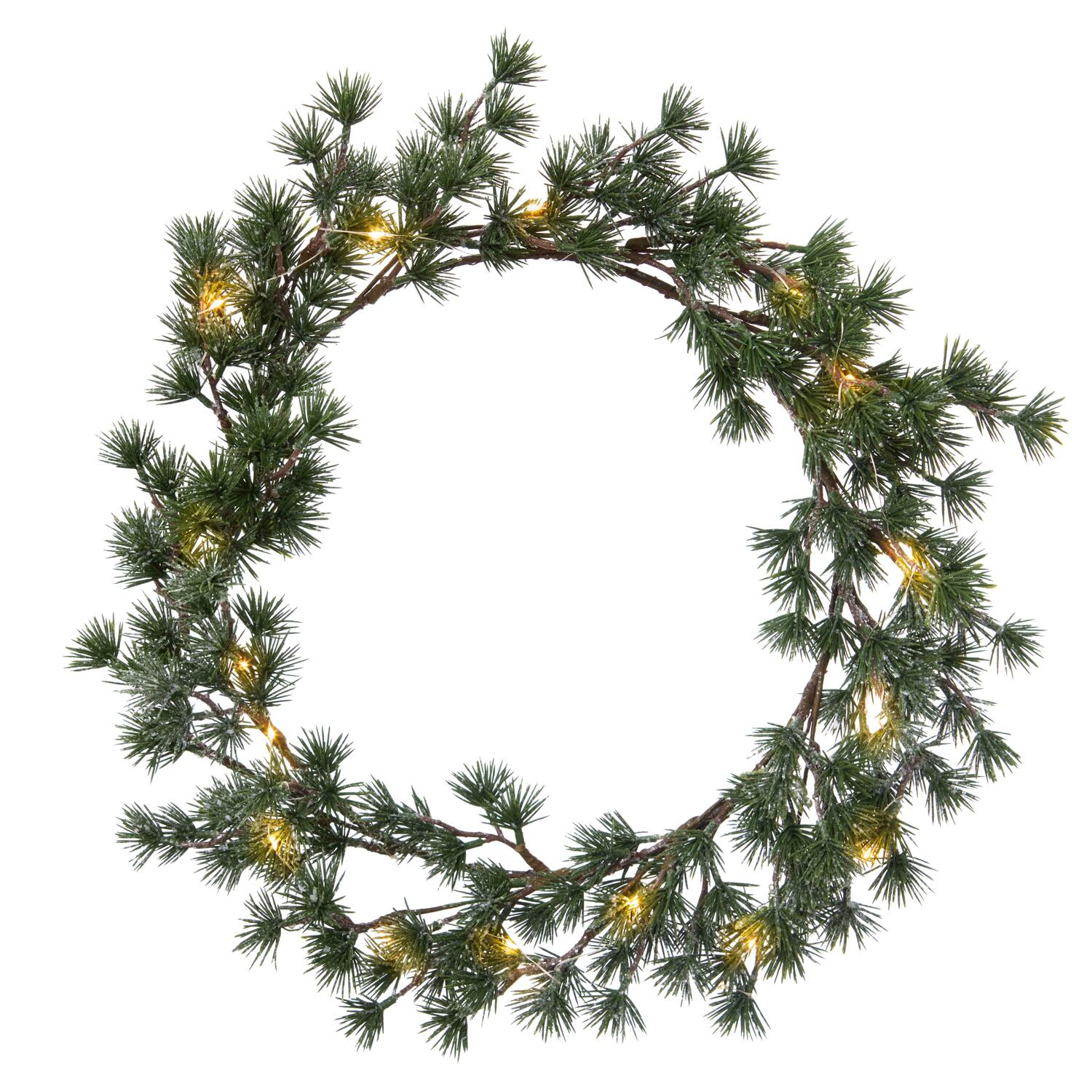 Gran krans med lys, grøn - Ø50 cm