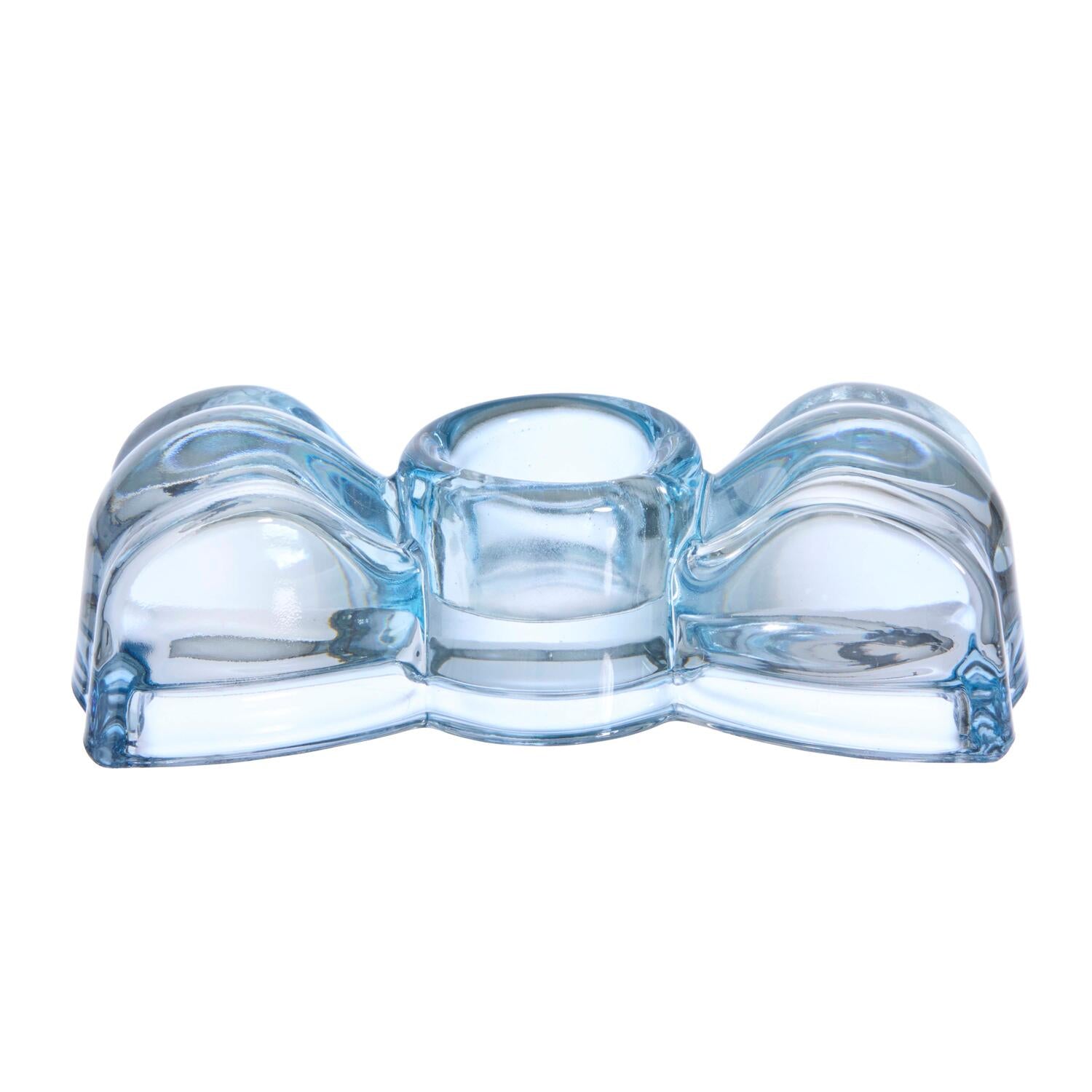 Sløjfe lysestage, blå - 10 cm.