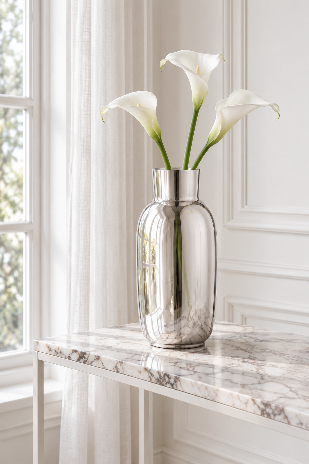Vase, sølvfarvet - H31 cm