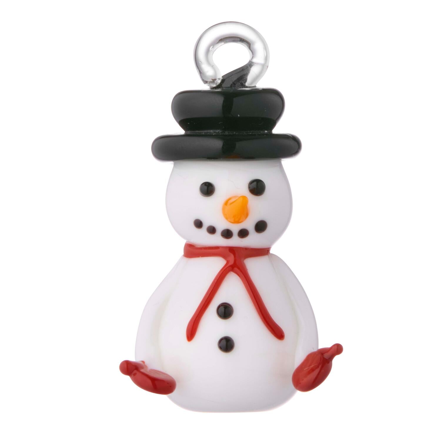 Snemand i glas juleophæng, hvid - H5 cm