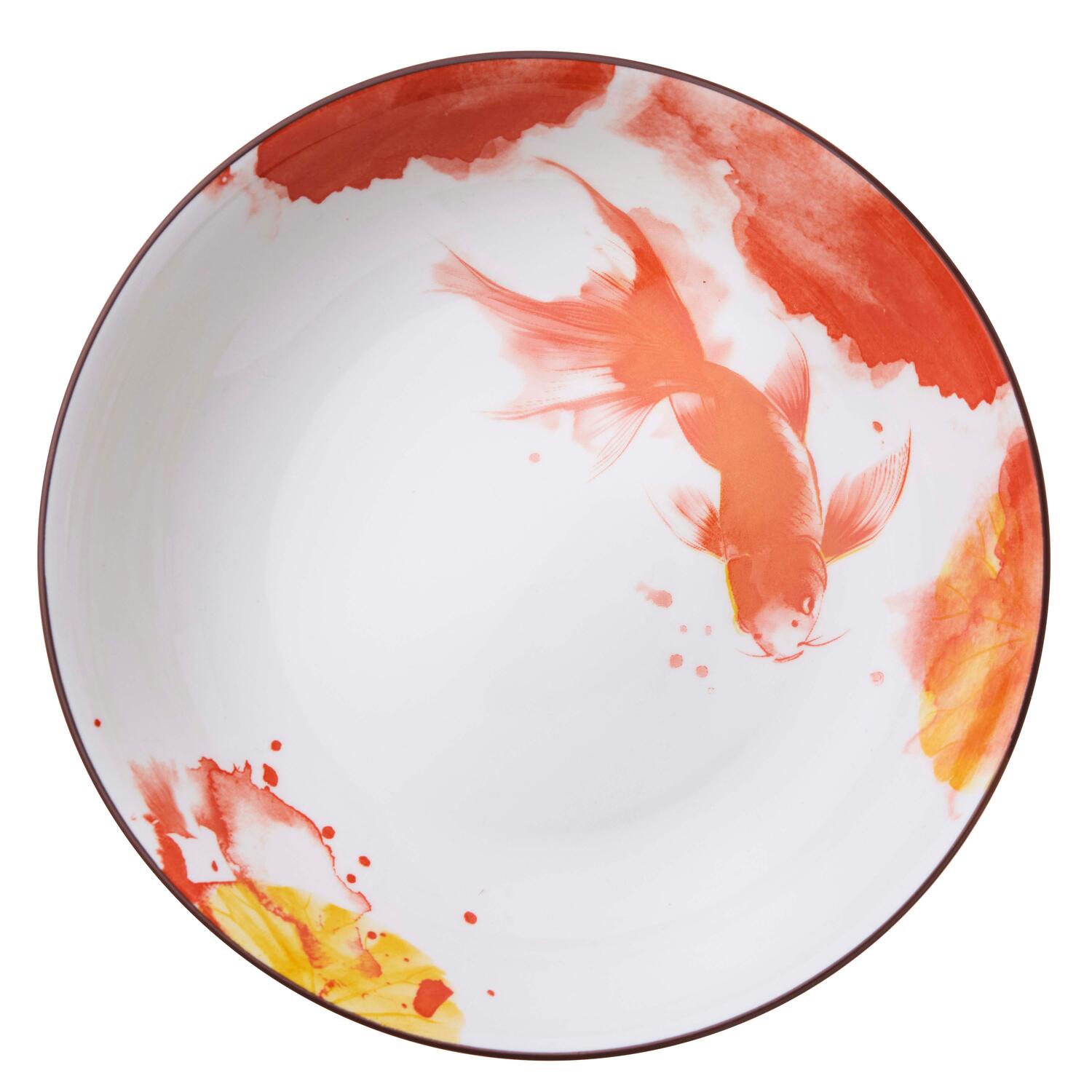 Dyb tallerken m. orange fisk - Ø20,6 cm