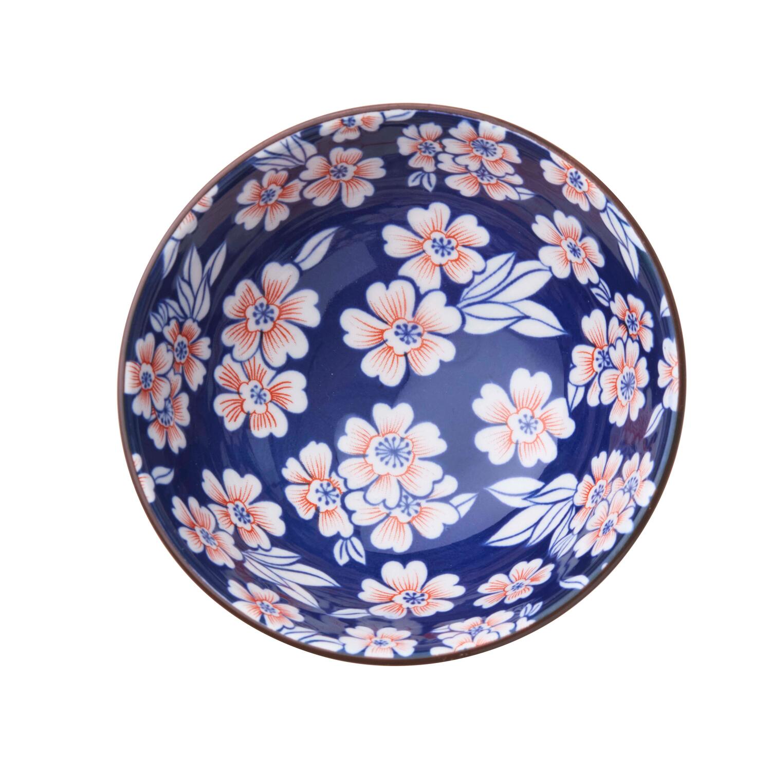 Nudel skål m. hvide/orange blomster - Ø15,8 cm