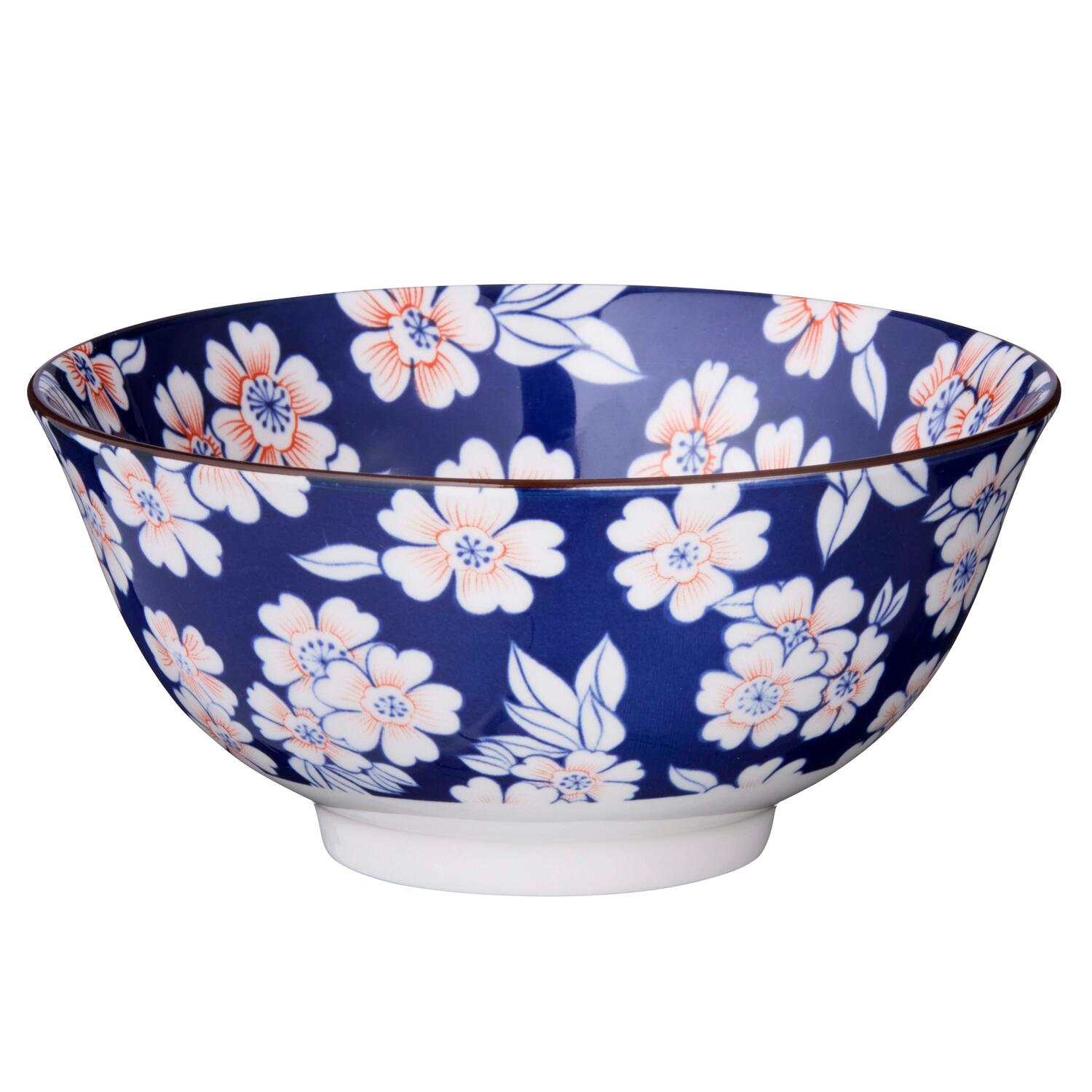 Nudel skål m. hvide/orange blomster - Ø15,8 cm