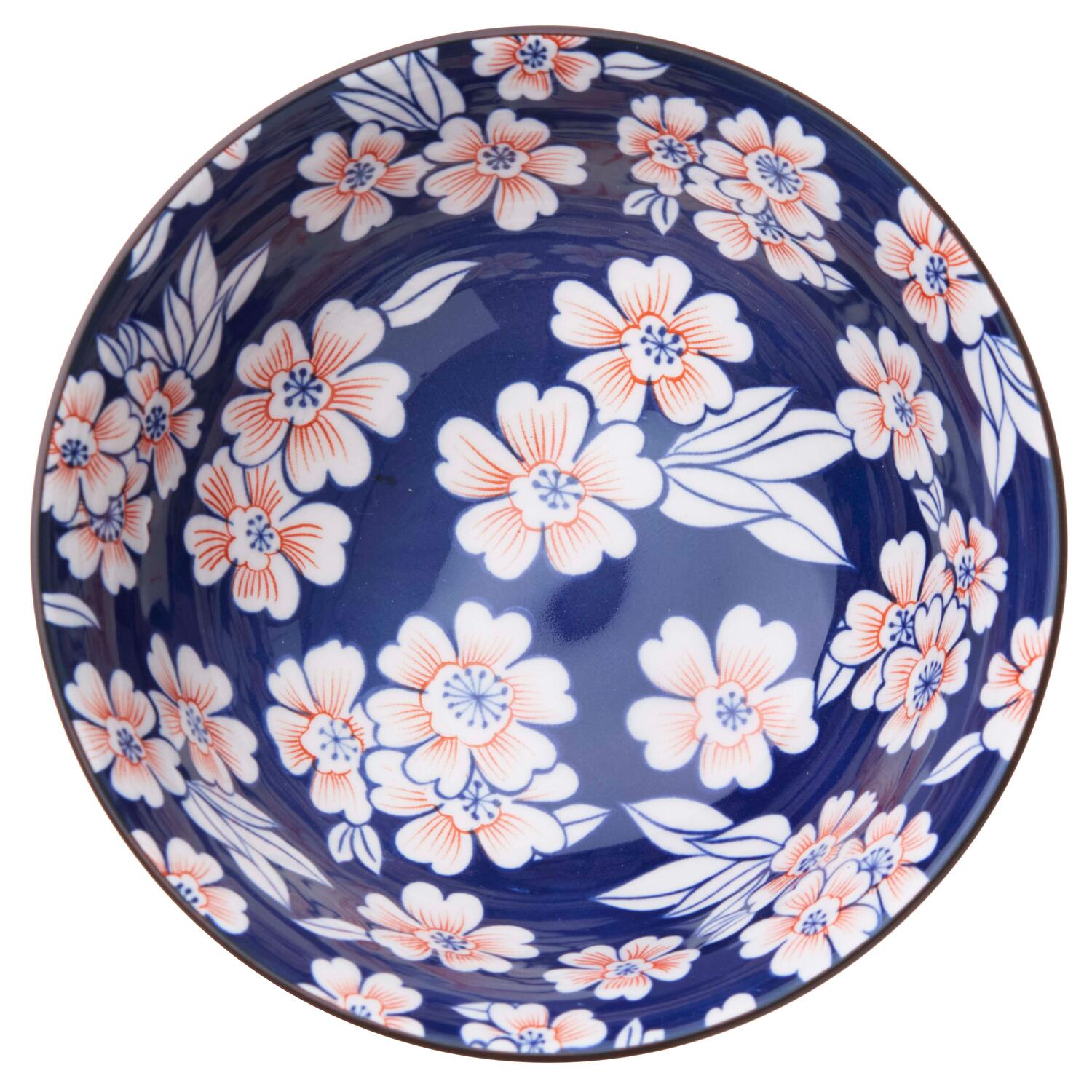 Risskål m. hvide/orange blomster - Ø12,5 cm